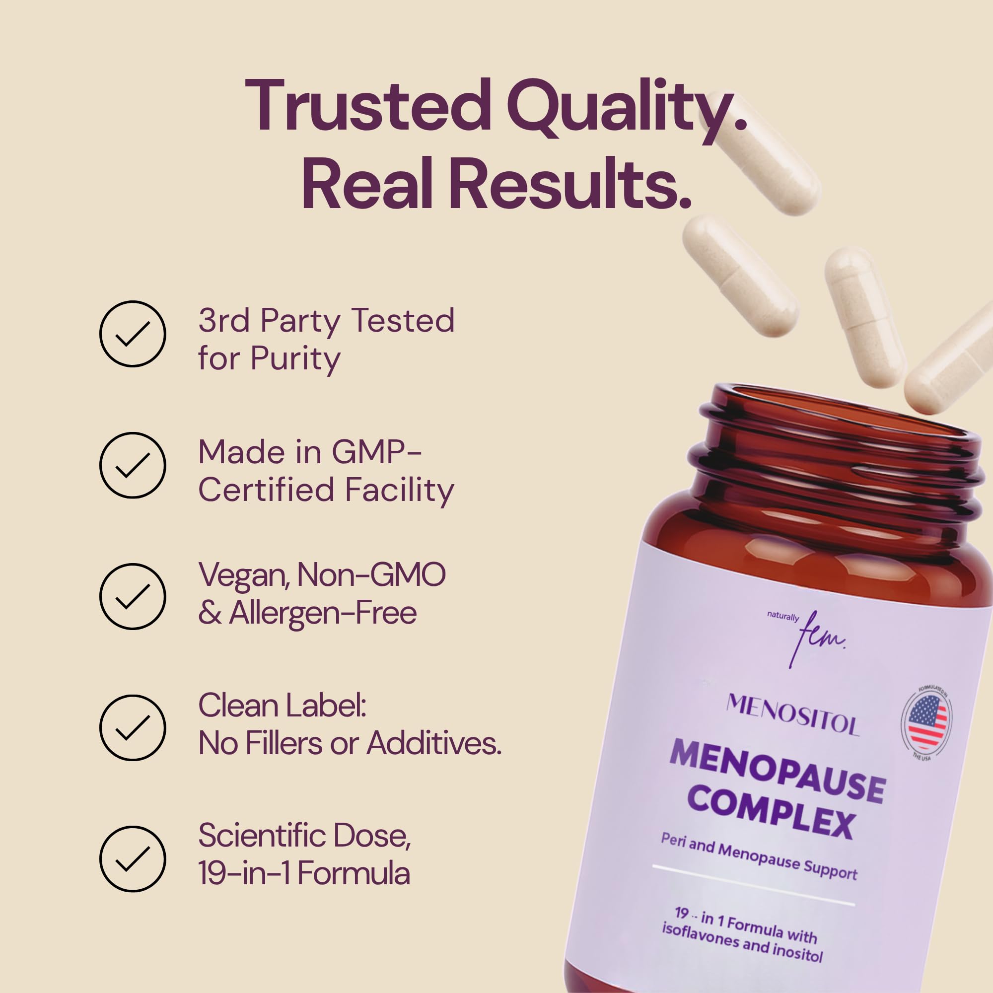 Inositol FEM Menositol 19-in-1 60Caps, Perimenopause & Menopause Supplements for Women Weight Loss with Myo-Inositol, D-chiro and Isoflavones, Control Metabolic Health, 100% Natural, Hormone, SoyFree QSTA buy supplements canada