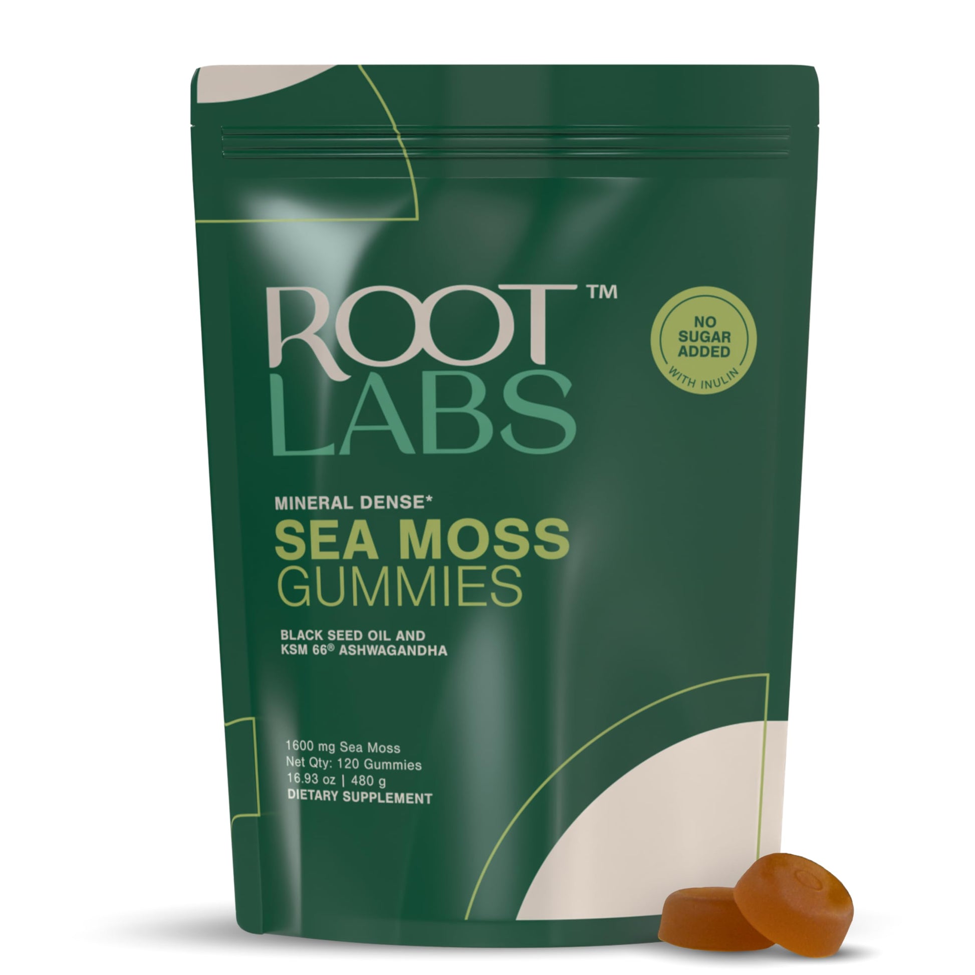 ROOT LABS Sea Moss Gummies I 92+ Minerals I Black Seed Oil I KSM 66 Ashwagandha I Lab Tested I No Added Sugar | for Men, Women I Non-GMO I 100% Natural & Organic I 1600 mg I 120 Gummy ROOT LABS buy supplements canada