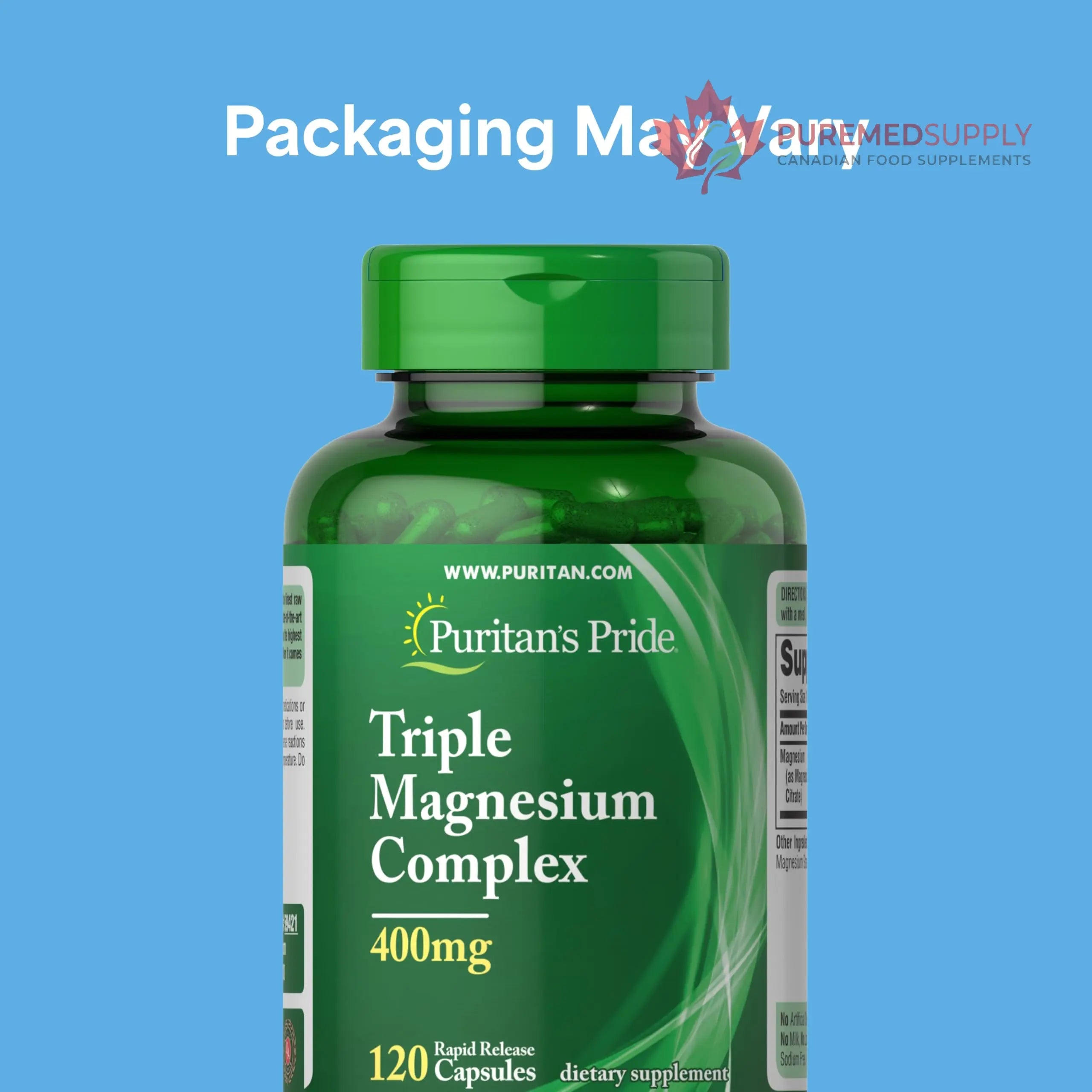 Puritan's Pride Triple Magnesium Complex with Magnesium Oxide, Aspartate, and Citrate 400mg, Dietary Supplement for Muscle, Heart, Nerve, and Bone Support, 120 Rapid Release Capsules Puritan's Pride buy supplements canada