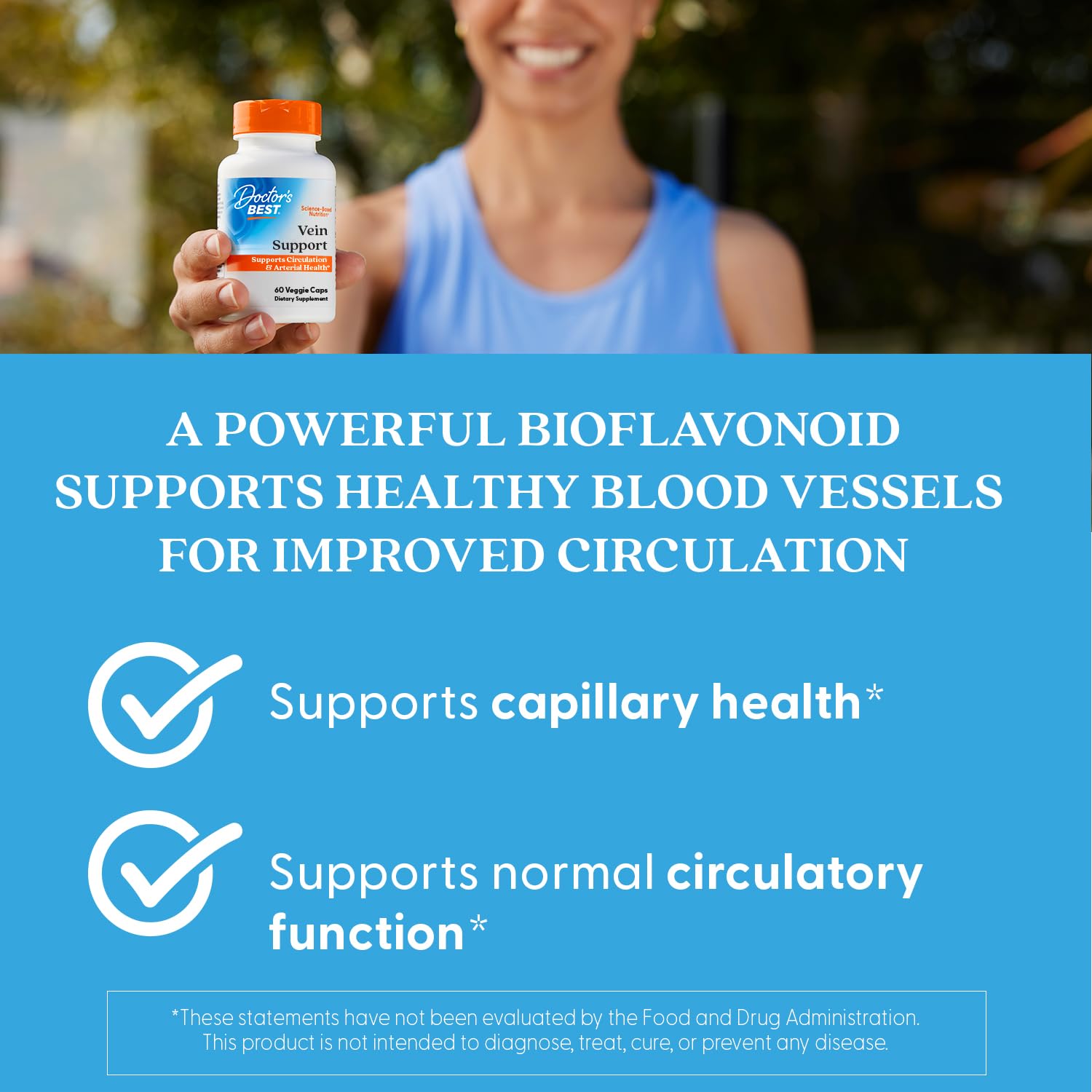 Doctor's Best Vein Support Supplement - Contains Diosmin & Hesperidin, Circulation Support for Legs & Feet, for Men & Women, Formula with Vitamin K2 & Natural Orange Extract, Vegan - 60 Veg Caps Doctor's BEST buy supplements canada
