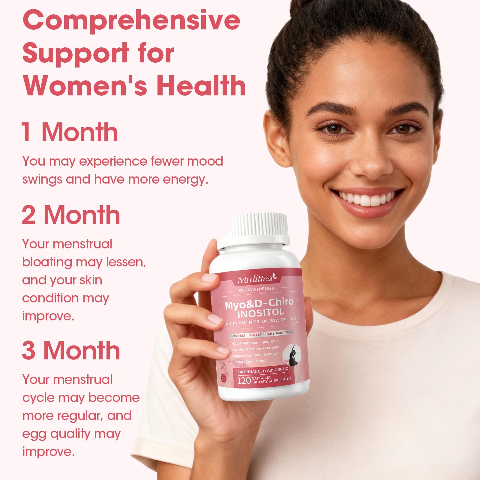 Mulittea Myo-Inositol & D-Chiro Supplement for Women - 14-in-1 Liposomal Inositol with Folic Acid,Omega-3 & Multivitamin for Hormone Balance,Support Ovarian,Skin & Mood- 40:1 Vegan 120 Capsules Mulittea buy supplements canada