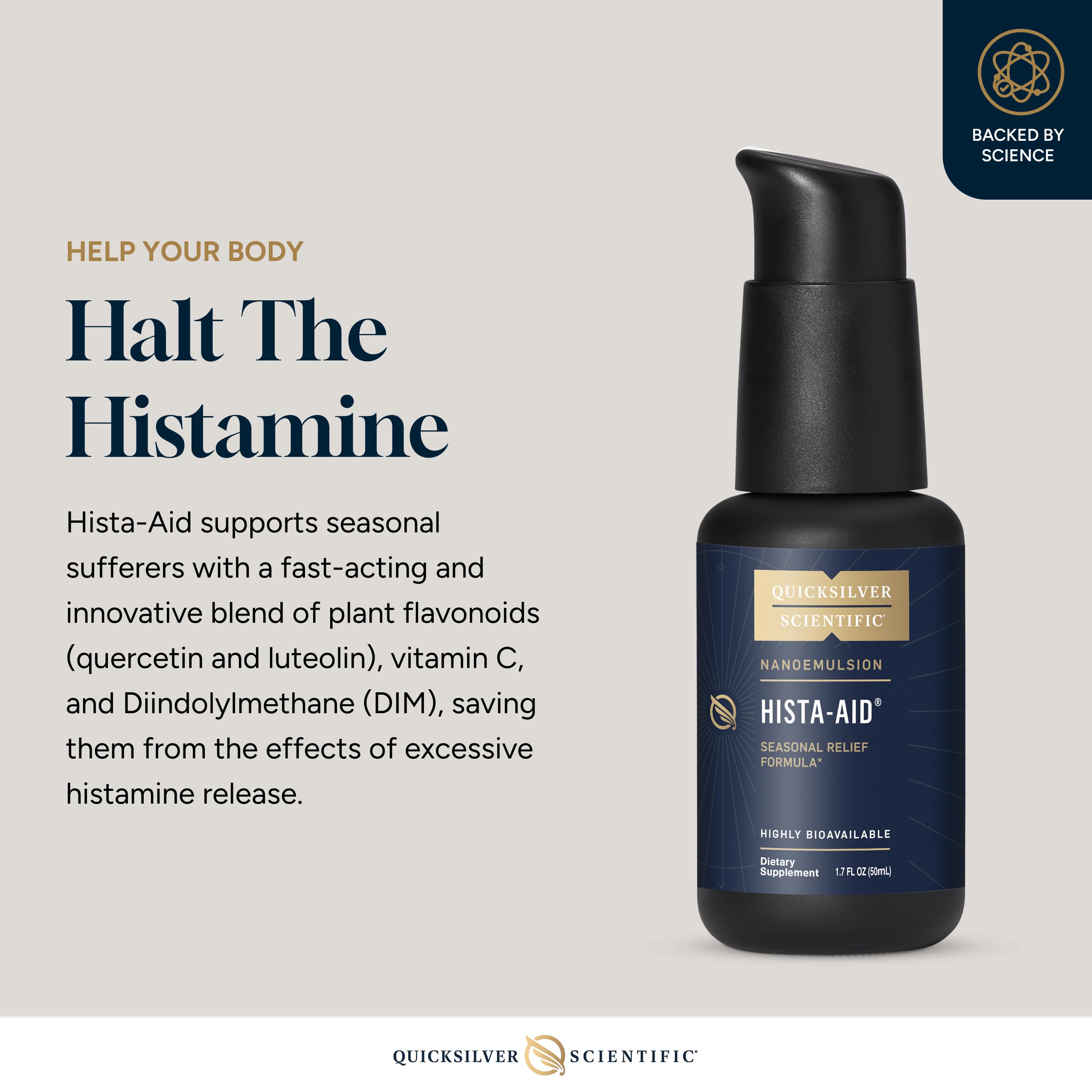 Quicksilver Scientific Nanoemulsified Hista-Aid - Flavonoids to Help Maintain Healthy Histamine Levels - Liposomal Vitamin C, DIM, Luteolin & Quercetin Liquid (50ml) Quicksilver Scientific buy supplements canada
