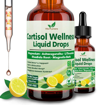 Vita PLynxera Cortisol Supplement Liquid Drops, 17-in-1 Cortisol Detox w. Magnesium Glycinate 400mg Ashwagandha, L-Theanine, Phosphatidylserine, Hormone Balanced for Women, Mood Focus, Sleep Support Vita PLynxera buy supplements canada