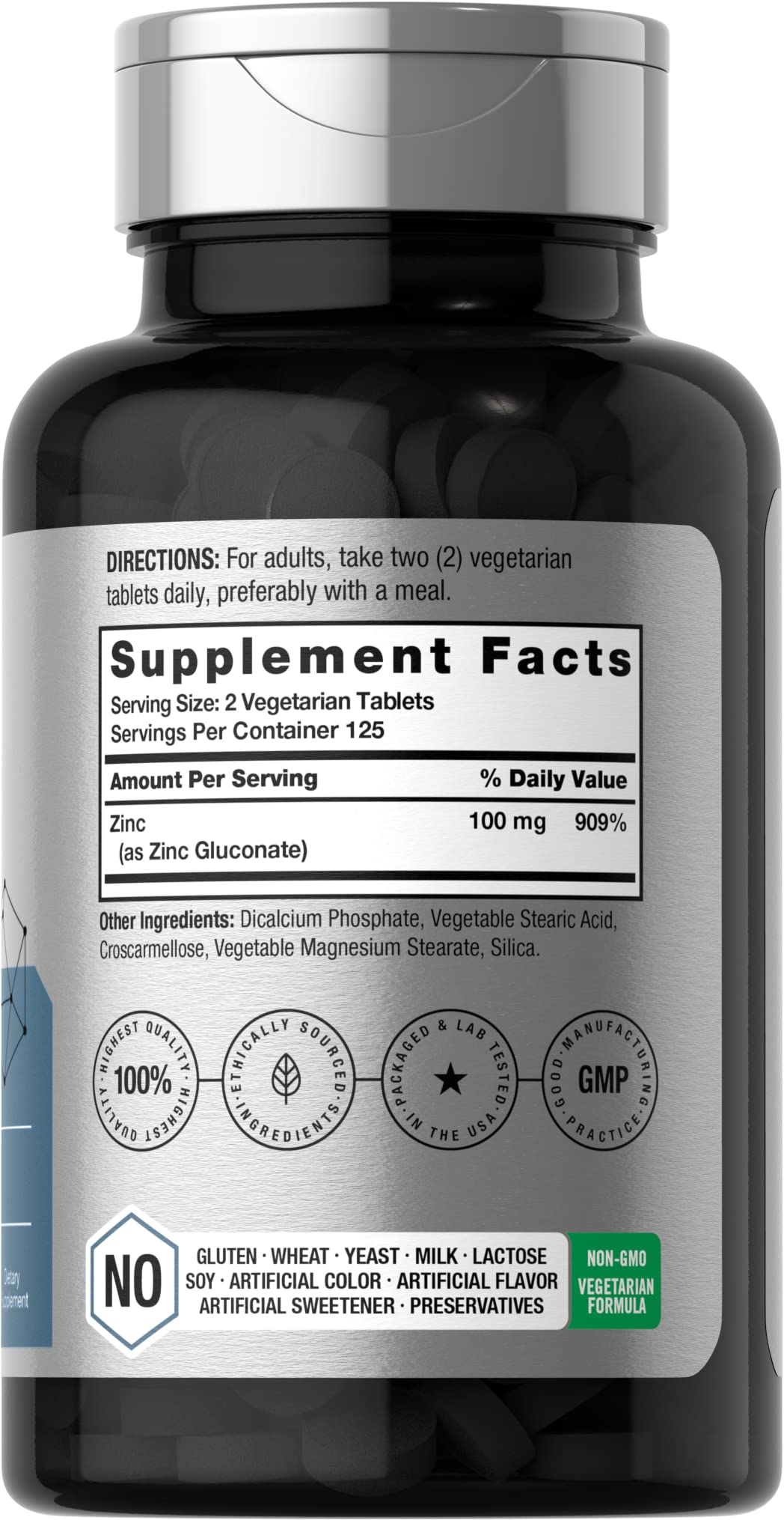 Horbäach Chelated Zinc Supplement 100mg | 250 Tablets | High Potency & Superior Absorption | Vegetarian, Non-GMO, Gluten Free Horbäach buy supplements canada