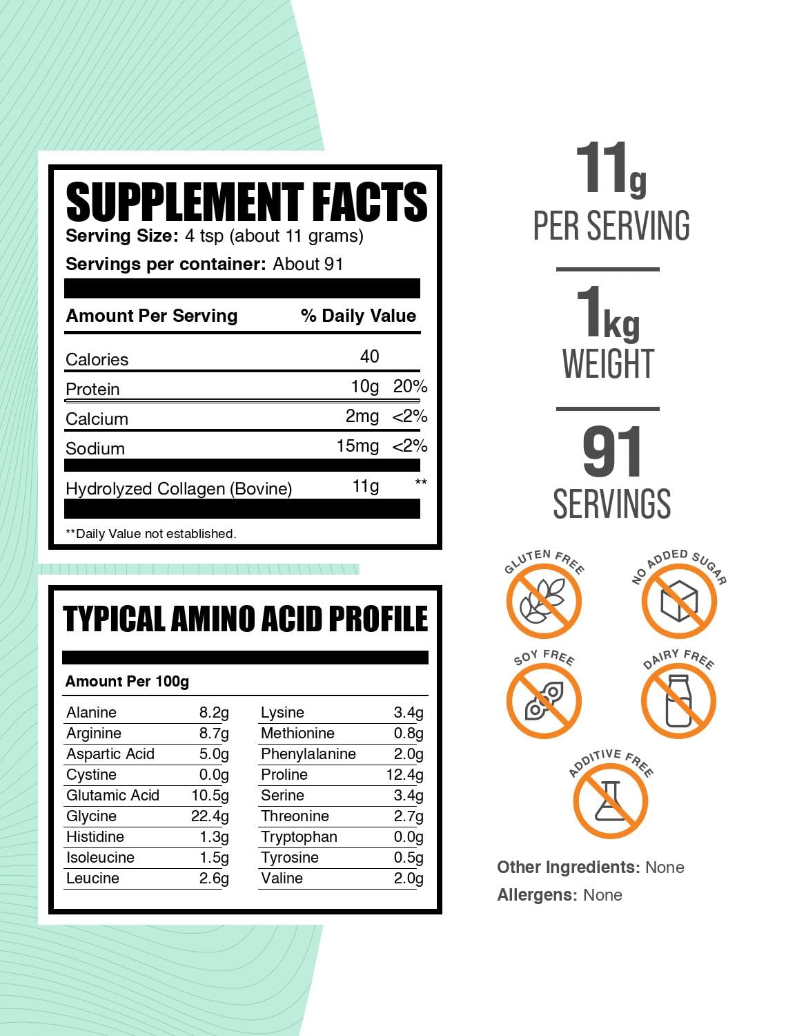 BulkSupplements.com Collagen Peptides Powder - Bovine Collagen Powder, Powdered Collagen Supplement - Hydrolyzed & Gluten Free, 11g per Serving, 1kg (2.2 lbs) (Pack of 1) BulkSupplements buy supplements canada
