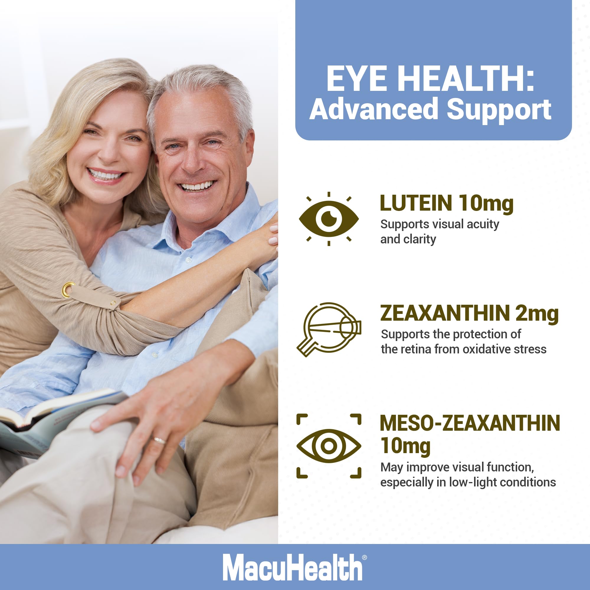 Macuhealth Plus+ Eye Vitamins Supplement for Adults - 90 Day Supply with Lutein, Zeaxanthin, and Meso-Zeaxanthin - Unflavored, Vitamin for Eyes Macuhealth buy supplements canada