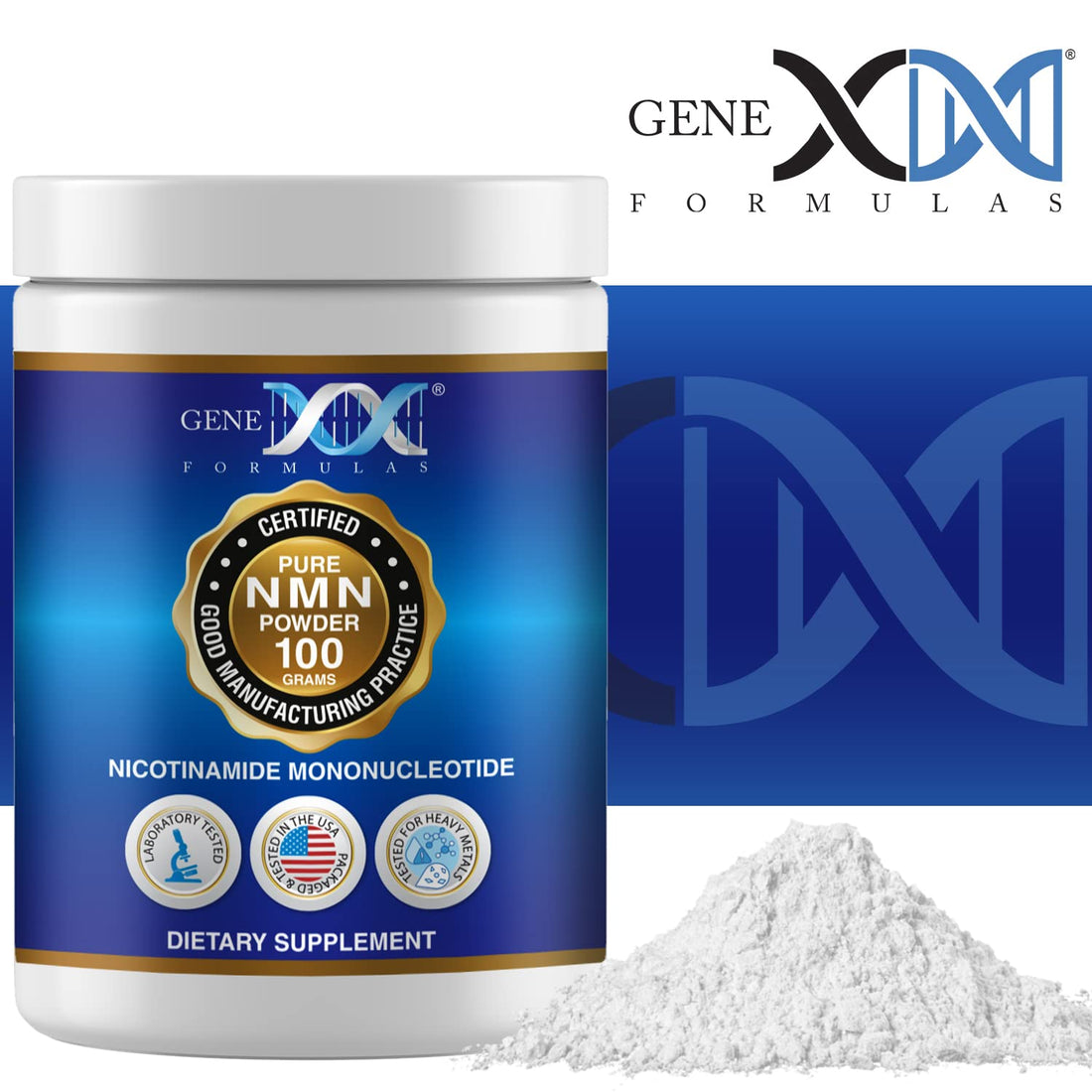 Genex Formulas Pure NMN Powder 100 Grams, Instant Dissolve, Shelf Stable, Non-Synthetic, PVP Free, Ultra-Low Density, 99.9% Pure NMN, Made in a US-Based, GMP, NSF & FSSC 22000 Certified Facility Genex Formulas buy supplements canada