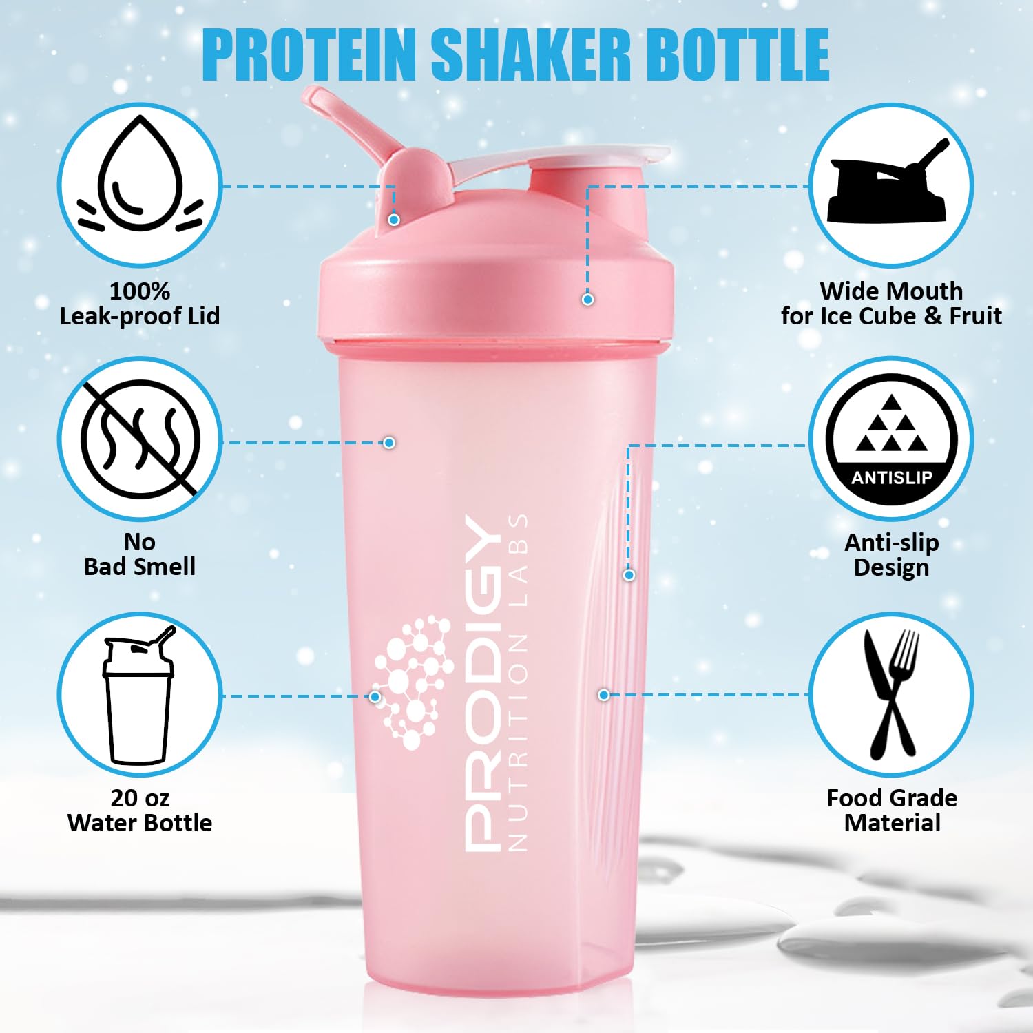 Protein Shaker 20oz Large Shaker Bottle Perfect for Workout Supplements, Protein powder Prodigy Nutrition Labs buy supplements canada