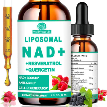 NAD Supplements for Women & Men, Liposomal NAD Nicotinamide Riboside Resveratrol 900mg, TMG, Quercetin, Vitamin B3, Organic Liquid NAD Resveratrol Supplement for Longevity, Energy, Anti-Aging, Focus WellVeraVida buy supplements canada