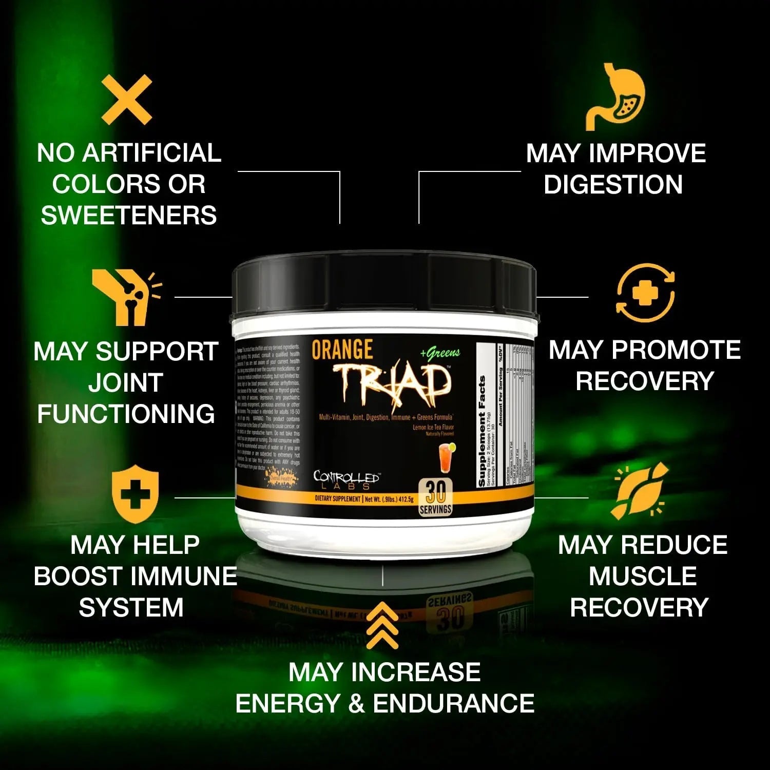 CONTROLLED LABS Orange Triad Plus Greens for Men and Women, 30 Servings Iron Free Sports Supplement for Overall Health CONTROLLED LABS buy supplements canada