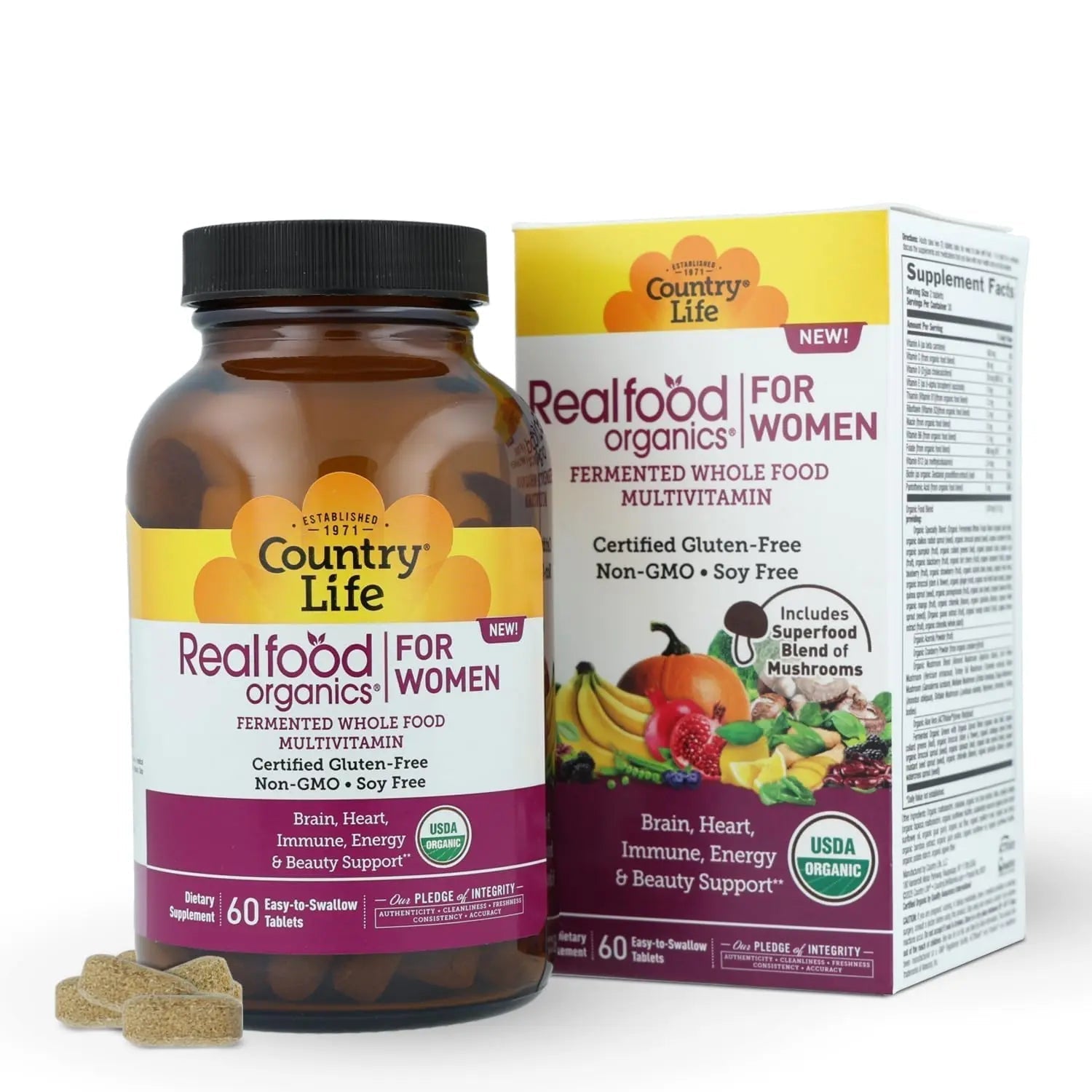 Country Life Realfood Organics Women’s Multivitamin – USDA Organic, Vegan, Gluten-Free – 1,300mg Fermented Whole Foods, Vitamins D, E, B, Folate & Biotin Country Life buy supplements canada