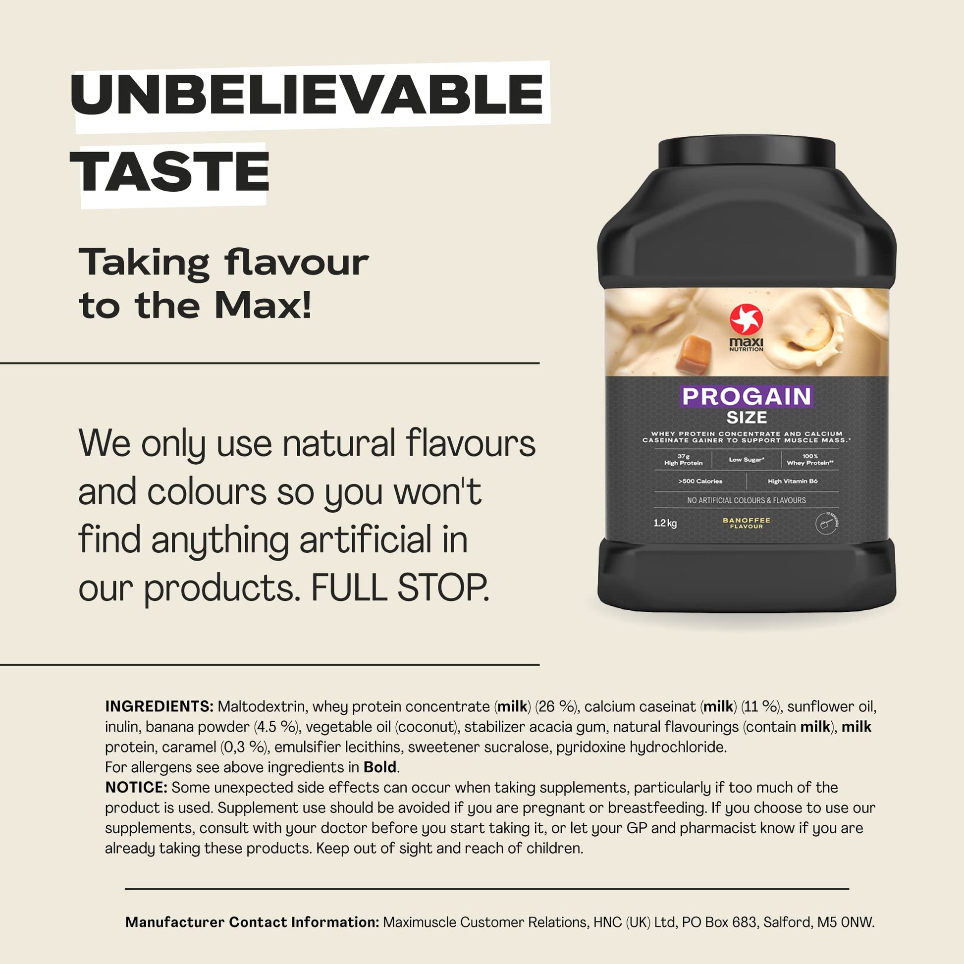 MaxiNutrition - Progain, Banoffee - Whey Protein Powder for Size & Muscle Mass – Low Sugar MaxiNutrition buy supplements canada