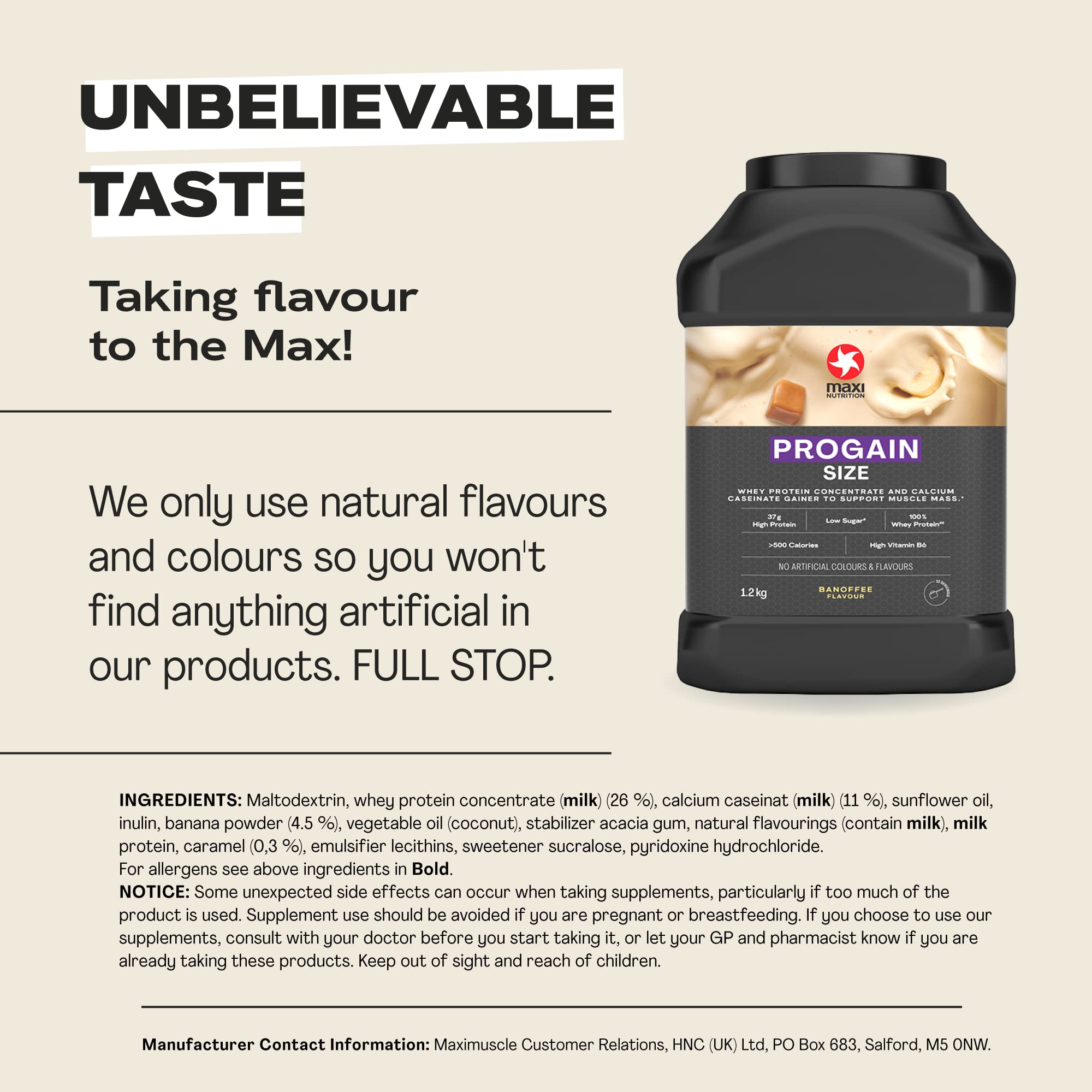 MaxiNutrition - Progain, Banoffee - Whey Protein Powder for Size & Muscle Mass – Low Sugar MaxiNutrition buy supplements canada
