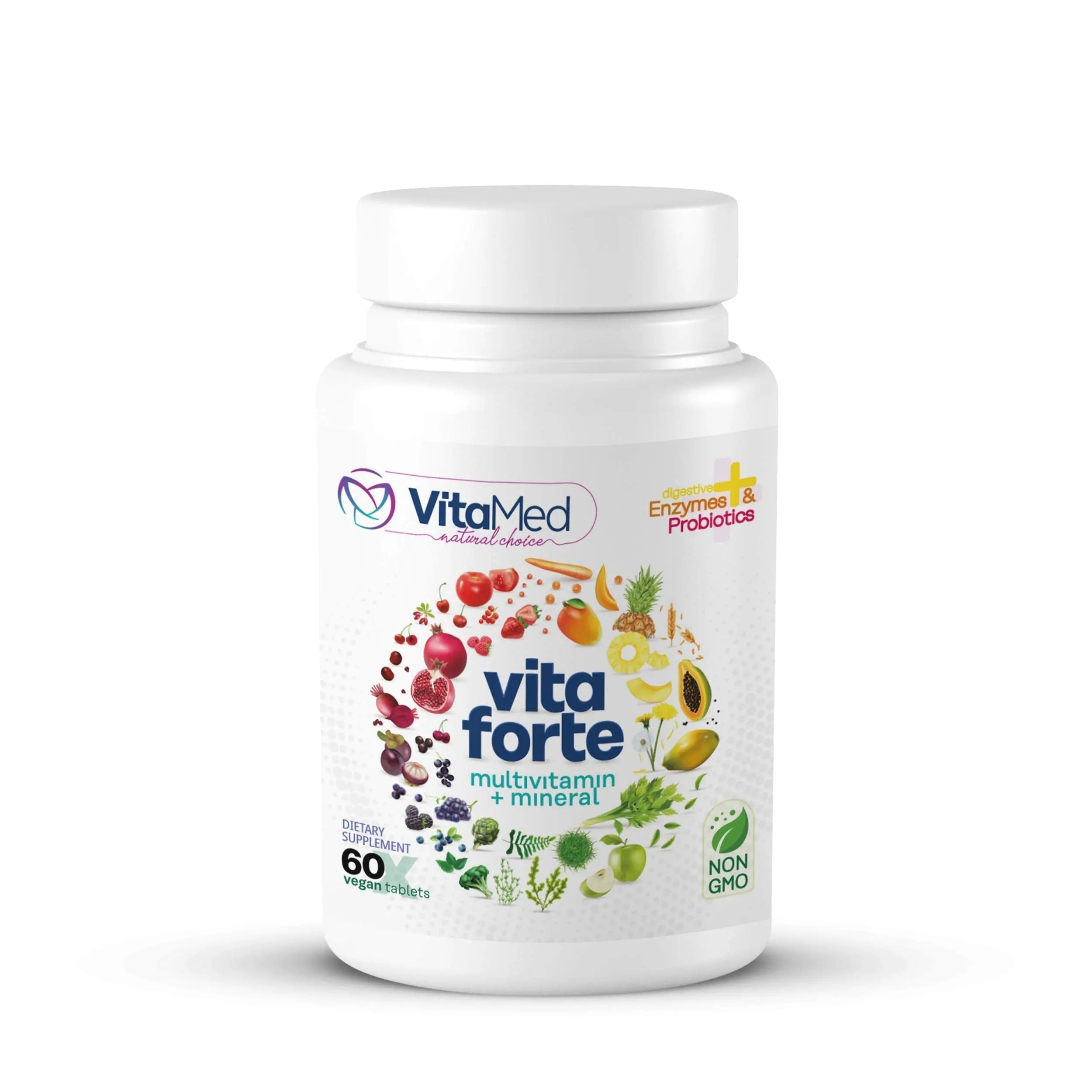 Vita Forte Vegan Multivitamin with Probiotics, Digestive Enzymes & 42 Fruits & Vegetables – Halal Certified VitaMed buy supplements canada