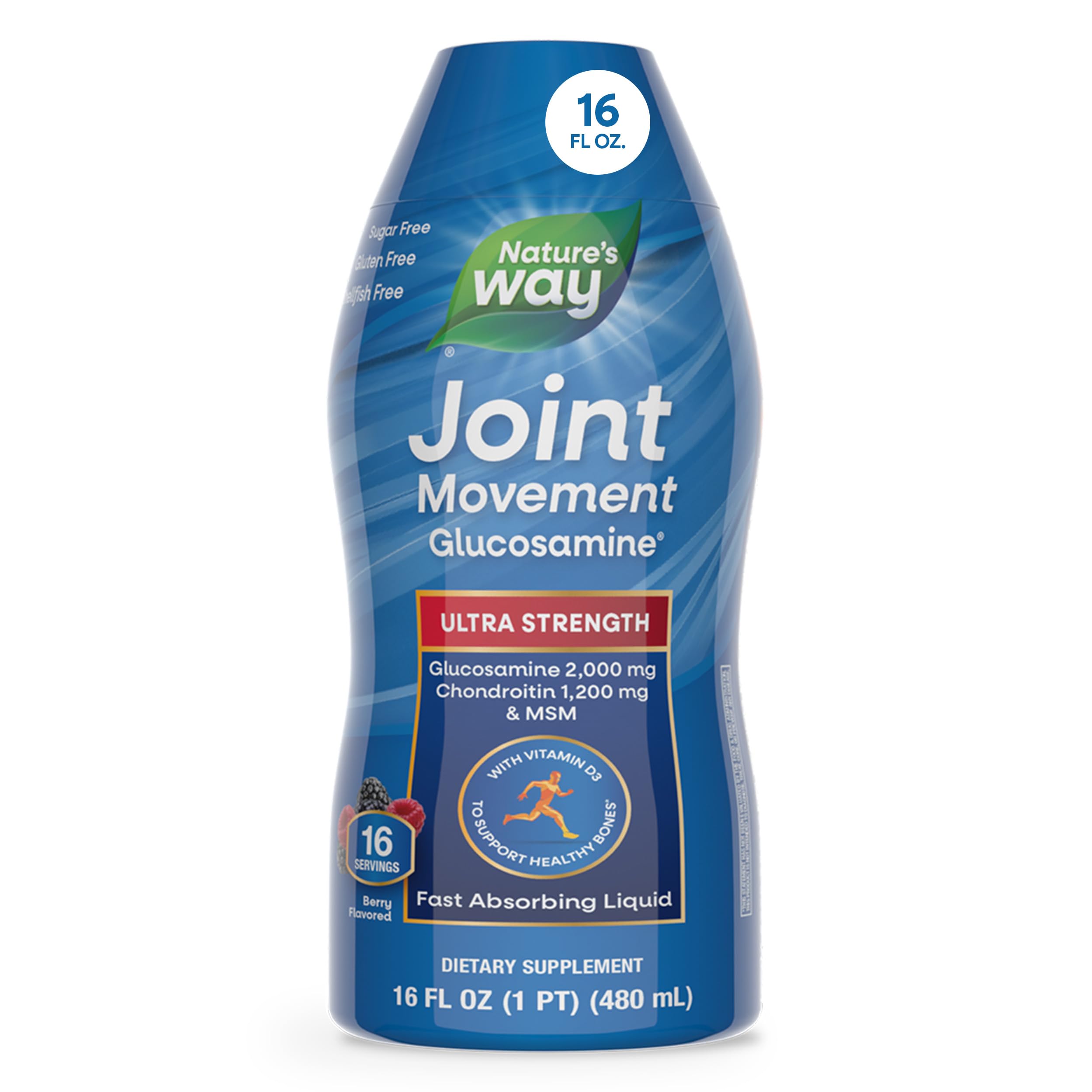 Nature's Way Joint Movement Glucosamine Fast Absorbing Liquid, Ultra Strength, Supports Healthy Bones*, Liquid Glucosamine Chondroitin, MSM with Vitamin D3, Berry Flavored, 16 Fl Oz Nature's Way buy supplements canada