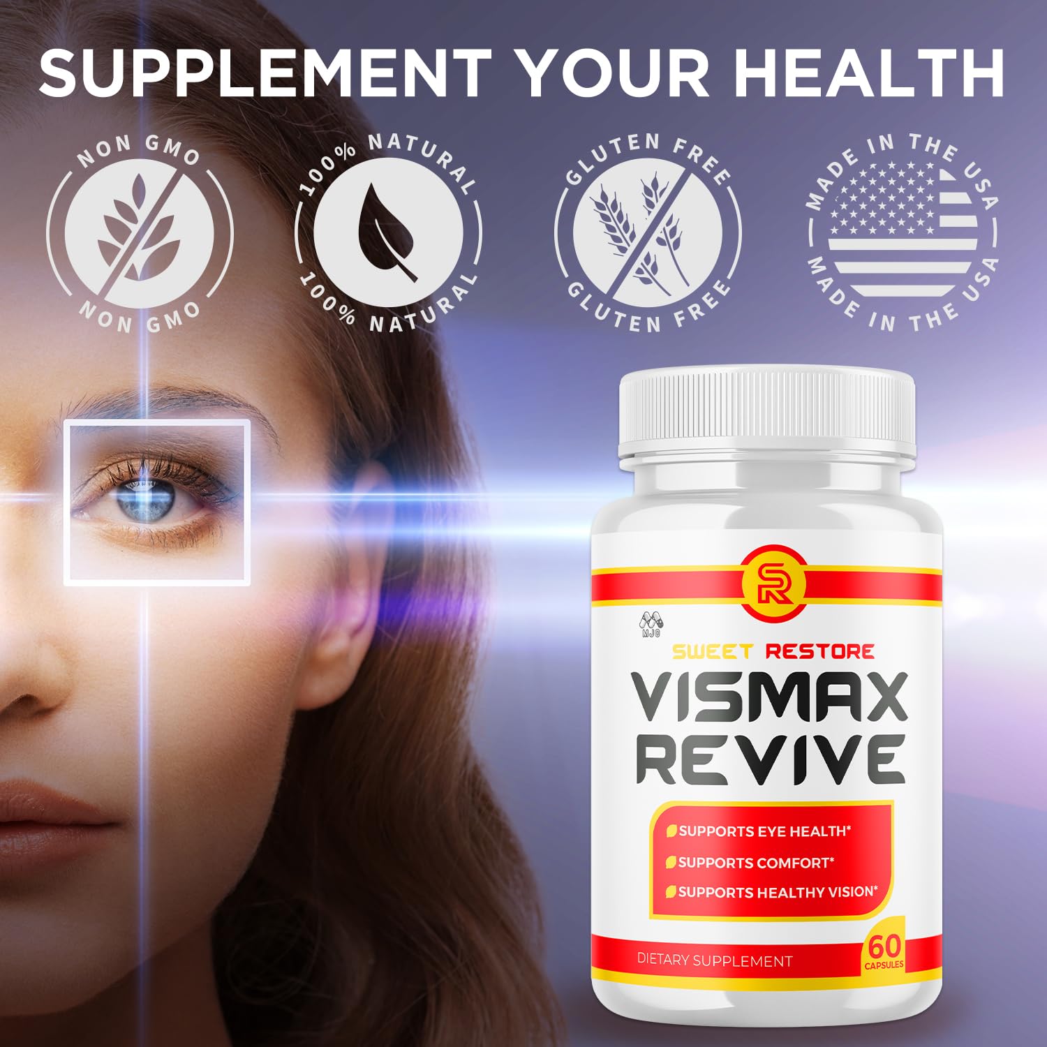 Vismax Revive Capsules, Official VismaxRevive Vision Support Supplement with All Natural Ingredients, Advanced Eye Health Formula and Vision Vitamin Supporting Wellness Naturally (60 Capsules) MJO buy supplements canada