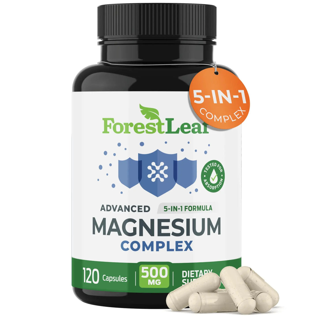 ForestLeaf Magnesium Complex for Women and Men - 500mg Magnesium Supplement for Sleep - 5-in-1 Chelated Magnesium Citrate, Bisglycinate, Malate, Taurate, Oxide (120 Ct) ForestLeaf buy supplements canada