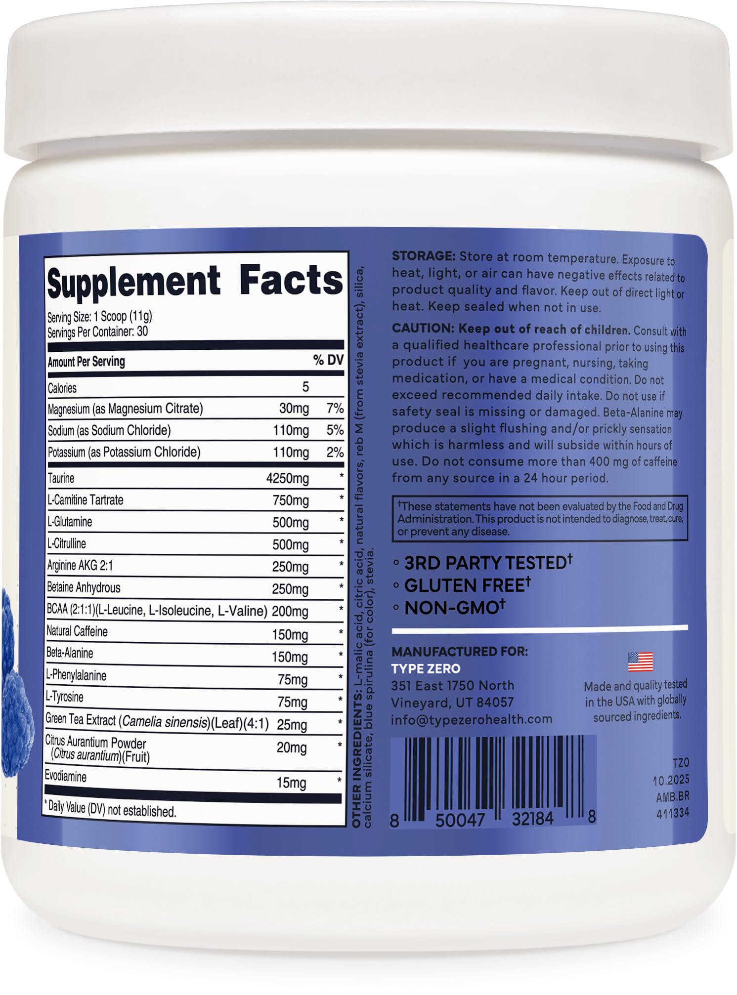 Type Zero Amino Burn - Vegan BCAA + Clean Pre Workout Powder with Arginine AKG, L-Citrulline & Beta Alanine - Amino Acid Clean Energy, Endurance & Hydration Supplement - Blue Raspberry, 30 Servings Type Zero buy supplements canada