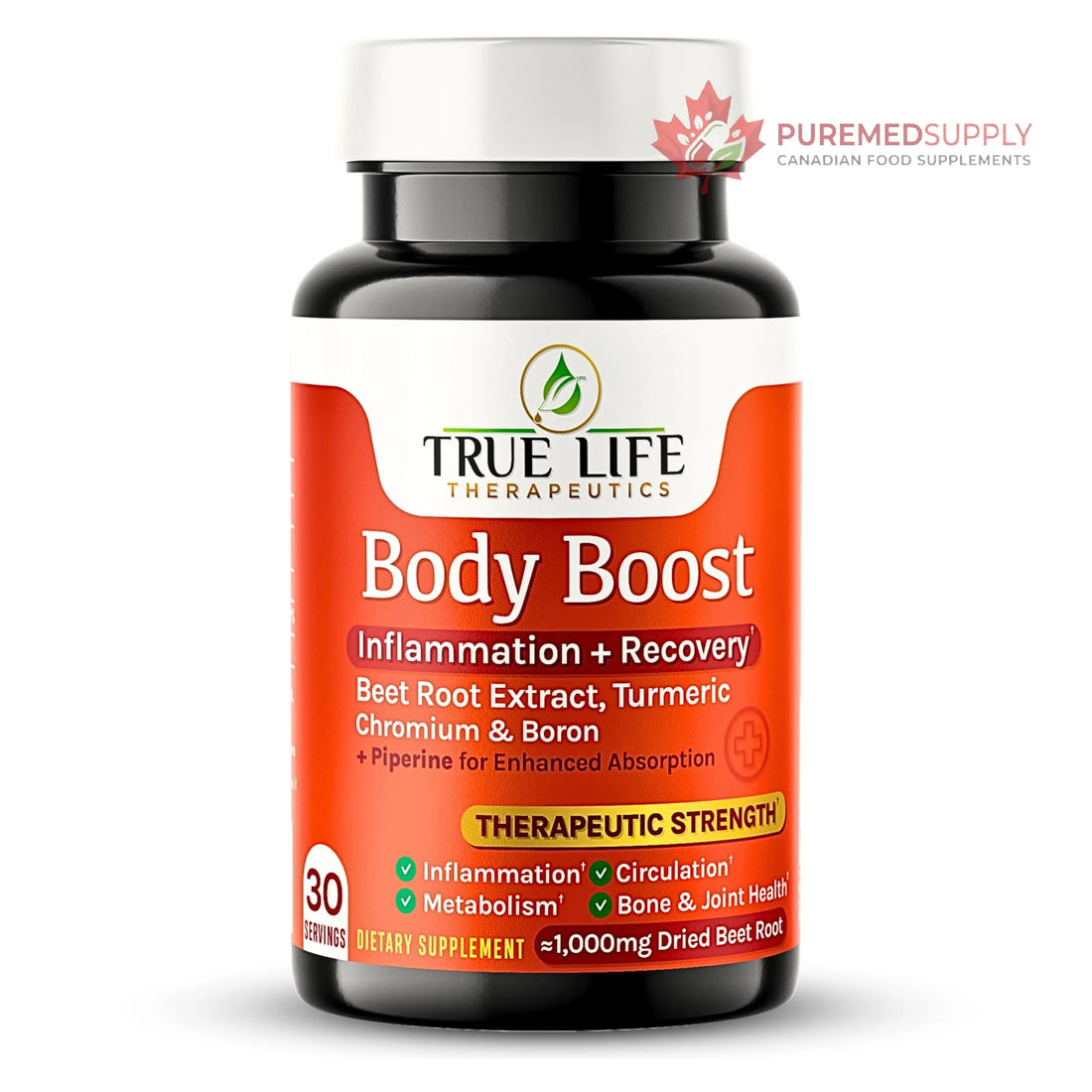 Body Support Tablets – Beet Root Extract, Turmeric Boron & Chromium – Supports Inflammation, Circulation, Hormonal Balance & Metabolic Function – 60ct - 30 Servings True Life Therapeutics buy supplements canada
