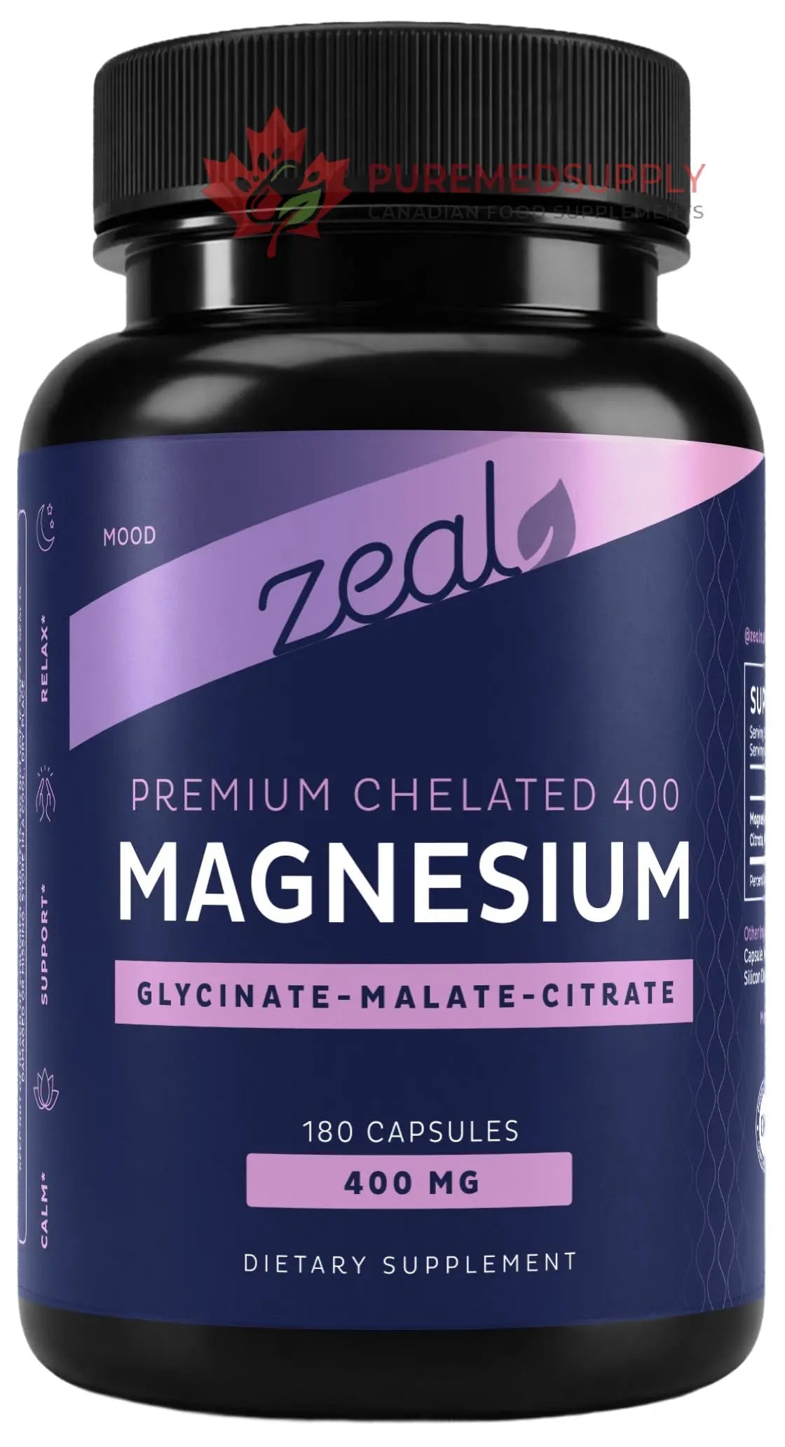 Zeal Naturals Triple Magnesium Complex Supplement - Glycinate, Malate, Citrate | 400mg, 180 Capsules | High Absorption Chelated Magnesium for Sleep, Mood, Muscle Recovery, Relaxation Zeal Naturals buy supplements canada