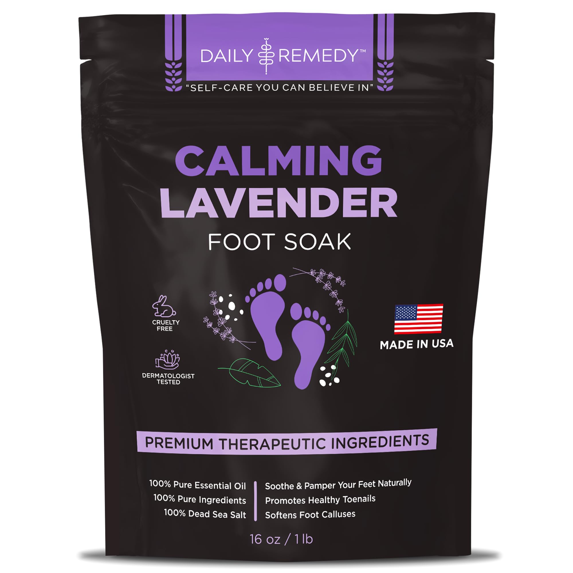 Calming Lavender Foot Soak with Epsom Salt, Made in USA, Foot Soak Soothes Sore Tired DAILY REMEDY buy supplements canada