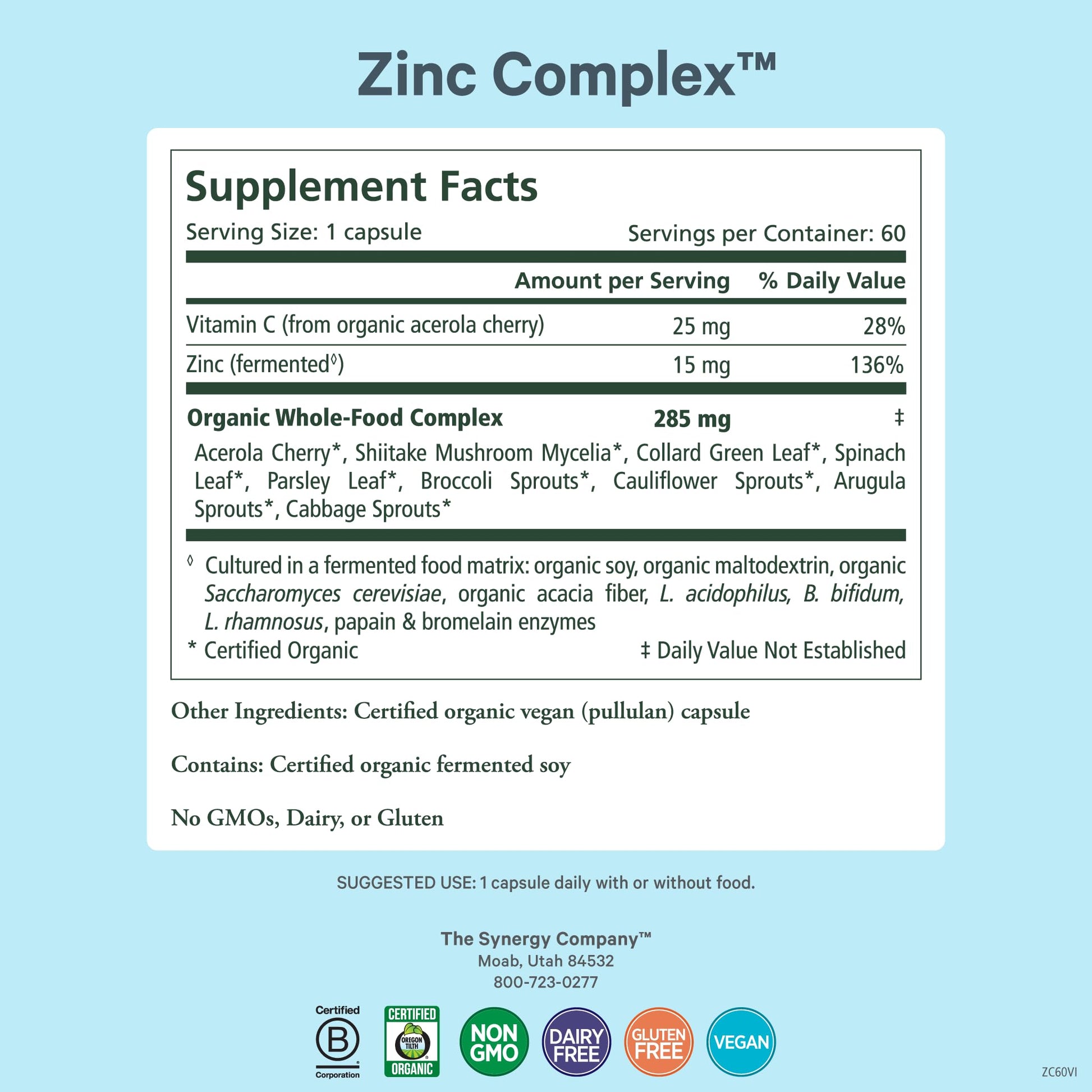 PURE SYNERGY Zinc Complex | Immune Support Supplement | Natural, Vegan Zinc Complex with Vitamin C and Organic Whole Foods | for Immune PURE SYNERGY buy supplements canada
