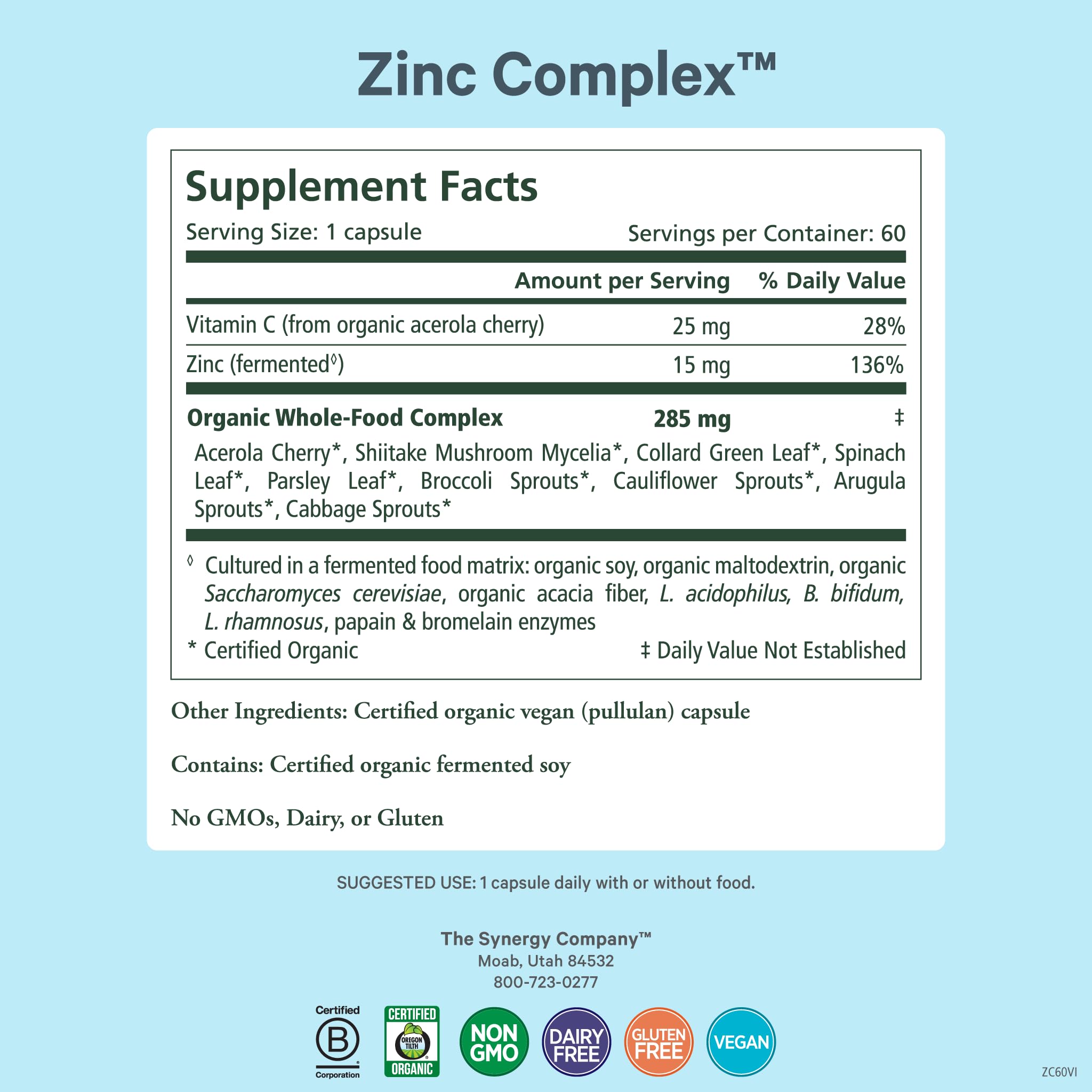 PURE SYNERGY Zinc Complex | Immune Support Supplement | Natural, Vegan Zinc Complex with Vitamin C and Organic Whole Foods | for Immune PURE SYNERGY buy supplements canada