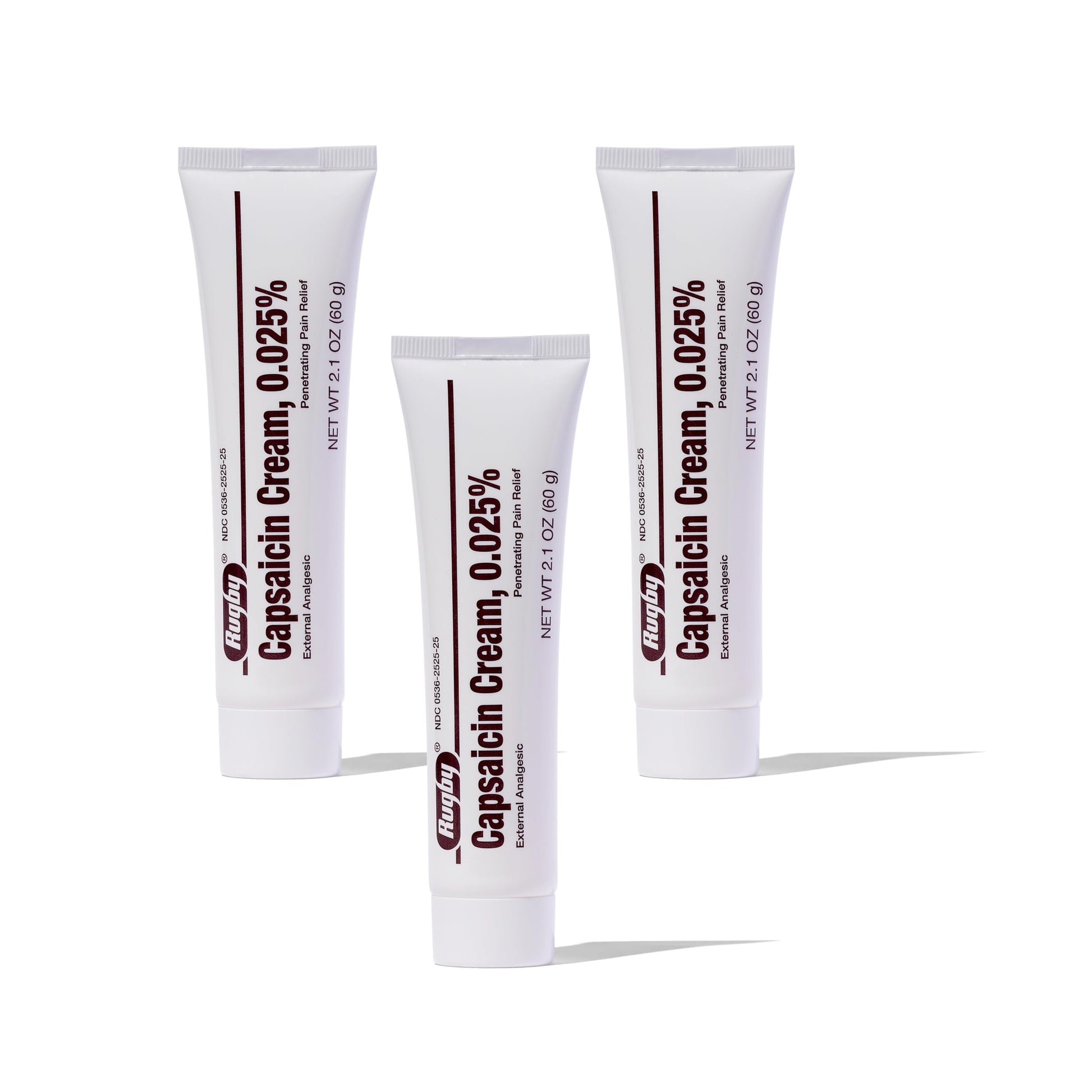Rugby Capsaicin 0.025% Cream for Penetrating Pain Relief - 2.1 Oz (60g) (3 Pack) RUGBY LABORATORIES buy supplements canada