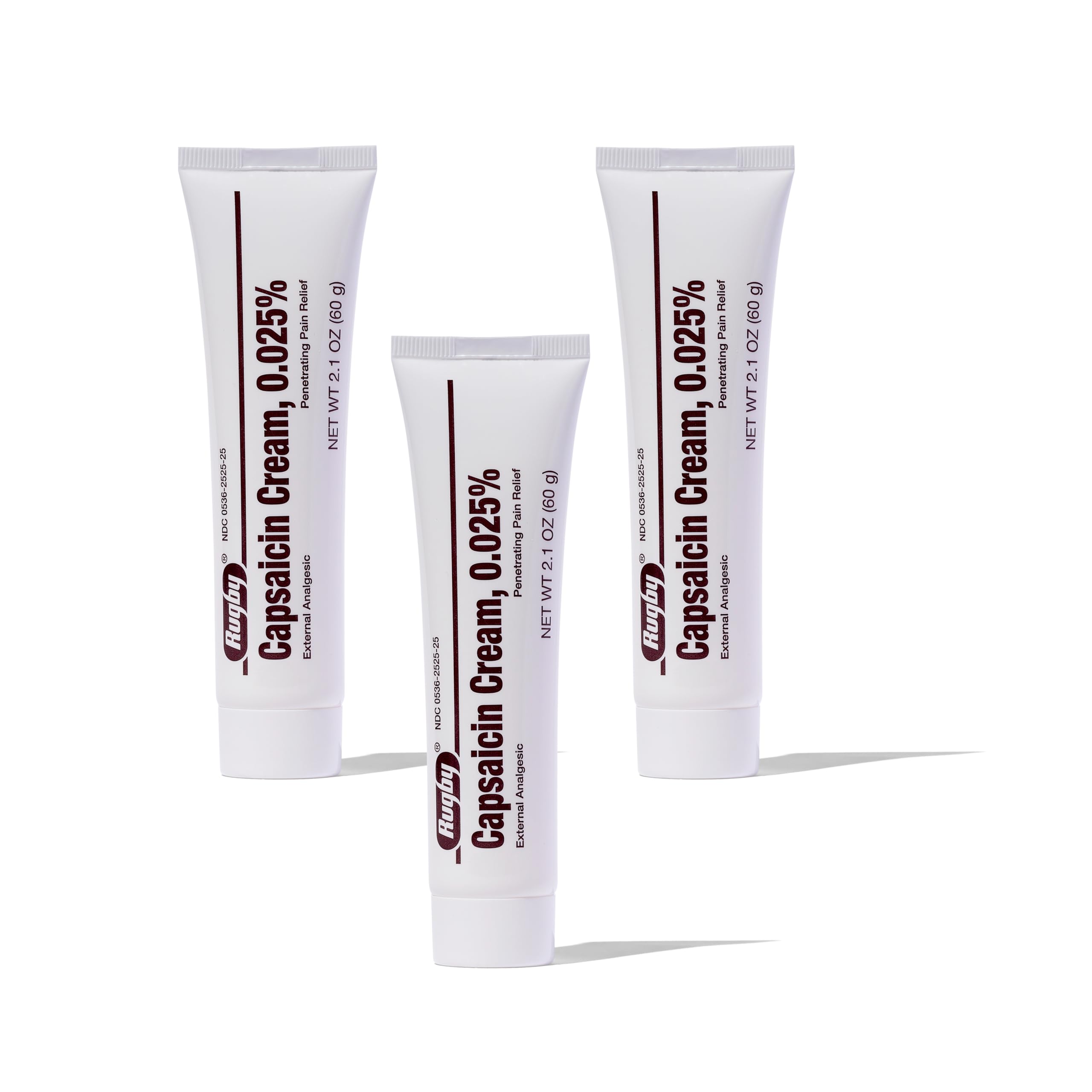 Rugby Capsaicin 0.025% Cream for Penetrating Pain Relief - 2.1 Oz (60g) (3 Pack) RUGBY LABORATORIES buy supplements canada