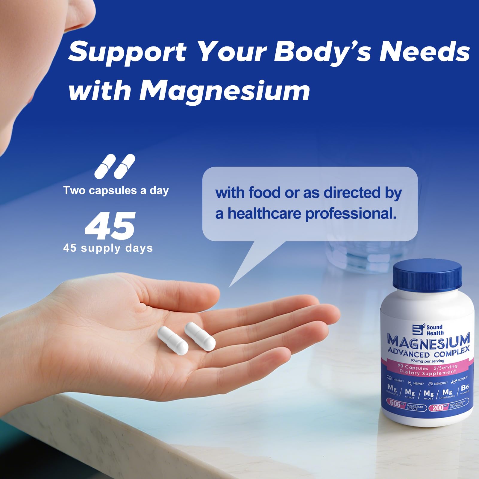 Magnesium Complex Capsule 5 in 1 Magnesium Supplement from Magnesium Glycinate, Citrate, Malate, L-Threonate & Vitamin B6, High Absorption Magnesium Supplement, Non-GMO, Vegan Sound Health Plus buy supplements canada