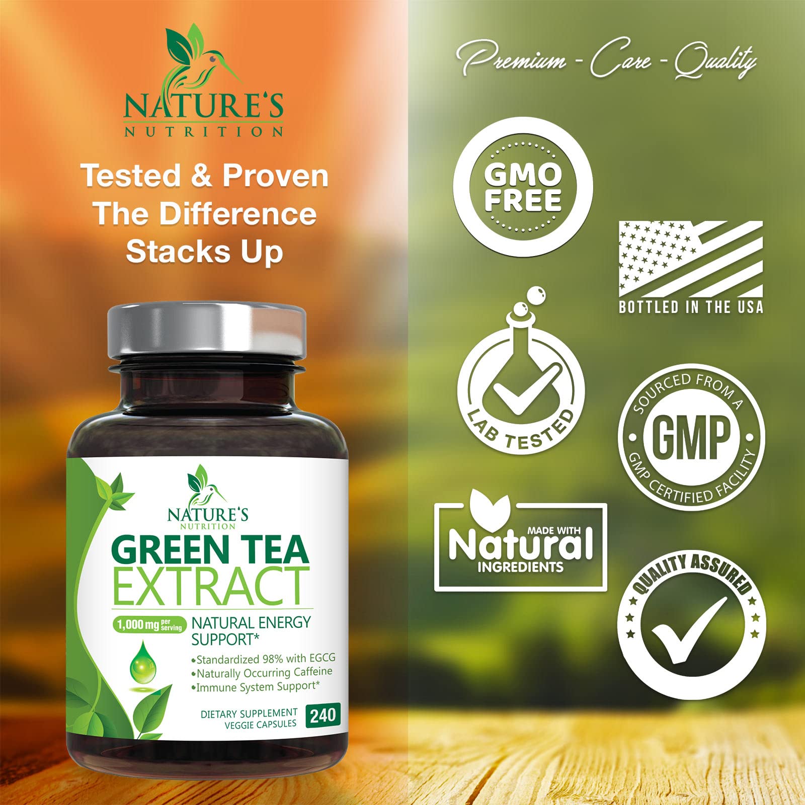 Green Tea Extract Capsules 1000mg 98% Standardized EGCG - 3X Strength for Natural Nature's Nutrition buy supplements canada