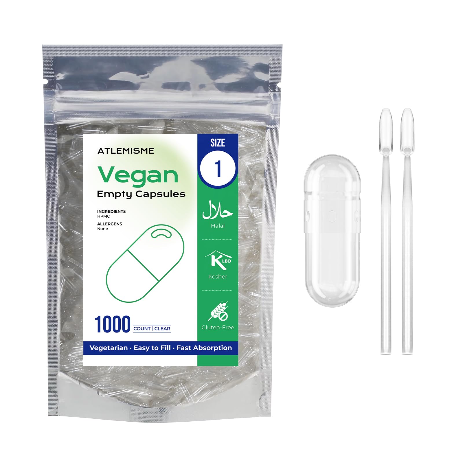 ATLEMISME Empty Vegan Capsules Size 1 - Vegan Capsules Empty (1000 Count) ATLEMISME buy supplements canada