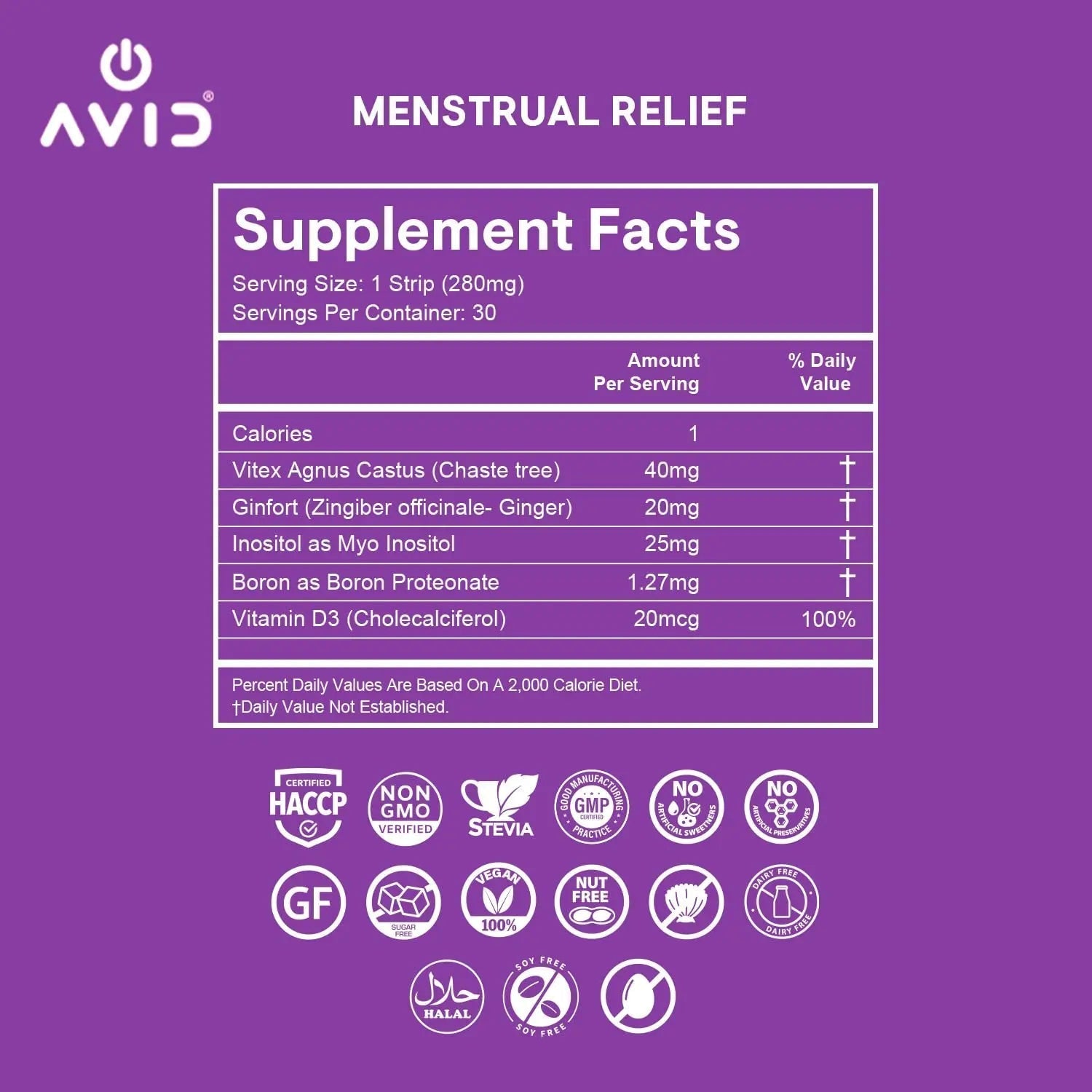 AVID Playboy - Menstrual Relief PMS Oral Strips (30 Edible Strips) Fast Dissolving PMS Cramp Relief & Hormonal Balance Strips for Women - Lemon Ginger Flavored Multi-Benefit PMS Supplement for Women Avid buy supplements canada