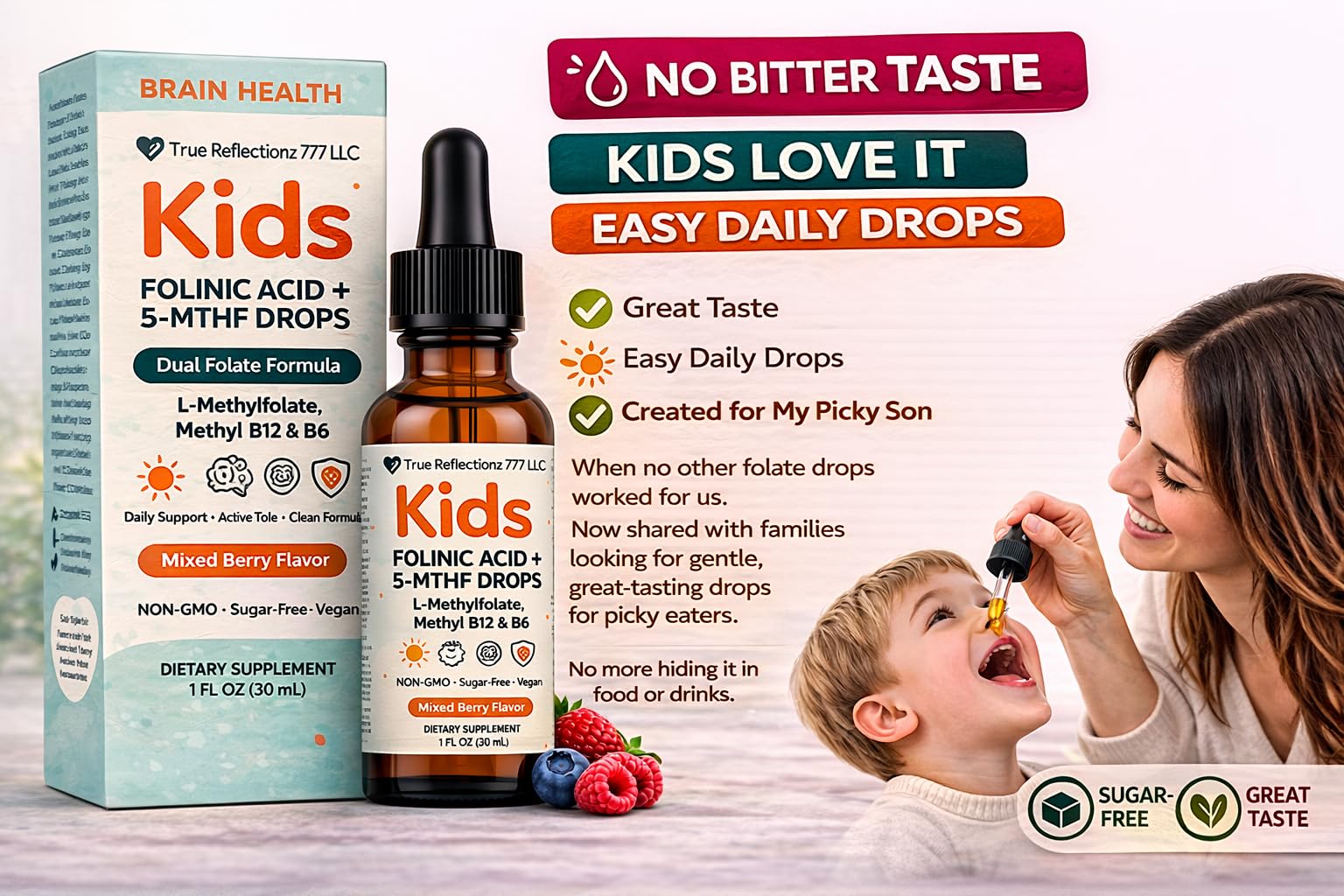 Folinic Acid Drops Kids 800 mcg + L-Methylfolate + B12 +P5P B6 Gentle Methylation Great Taste, Magnesium Glycinate, Vitamin D3 & C Folate Support for Brain,Focus, Mood & Cellular Health 5-MTHF Drops True reflectionz buy supplements canada