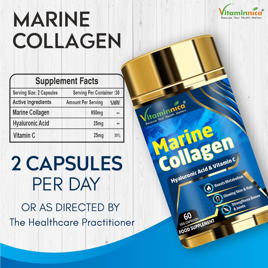 Vitaminnica Marine Collagen Capsules with Hyaluronic Acid & Vitamin C - Skin, Hair, Bones & Joints Vitaminnica Because your Health Matters buy supplements canada