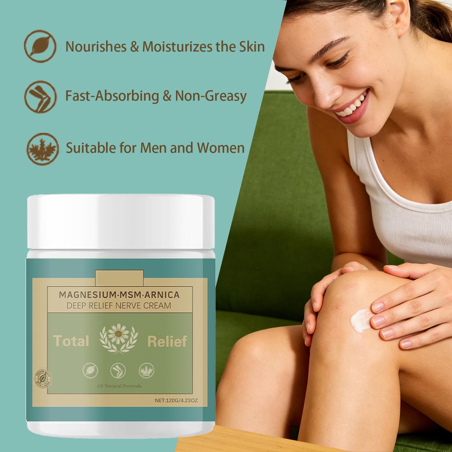 HANGWON Total Relief Magnesium Soothing Cream Advanced nerve Comfort with Arnica, Menthol, MSM,Fast-Absorbing for Relief Joint, Feet, Hands, Legs, Muscles, and Waist, Natural Ingredient -4floz/114g HANGWON buy supplements canada