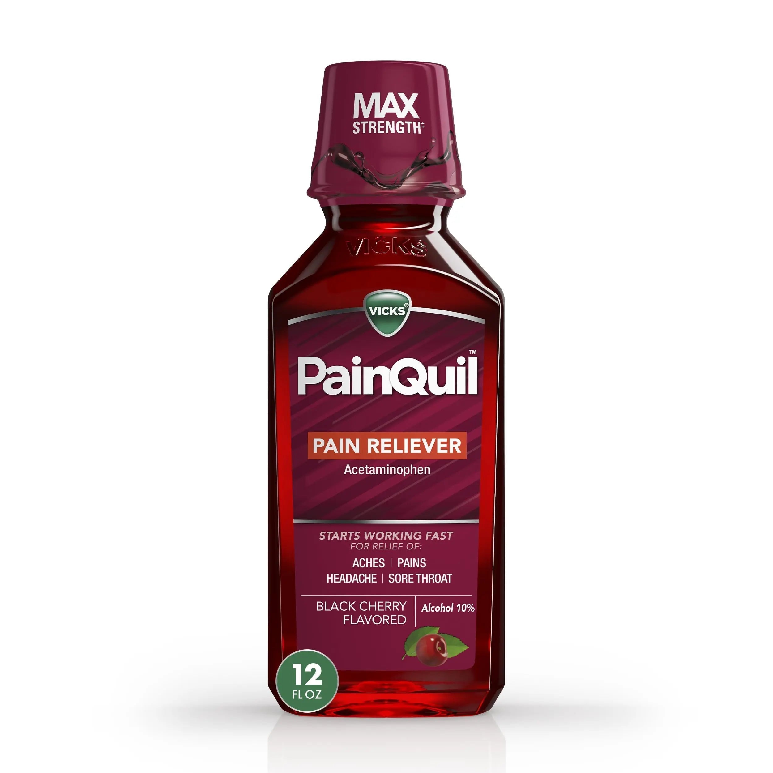 Vicks PainQuil Pain Relief Acetaminophen 1000mg Max Strength‡ Adult Pain Reliever Liquid 12oz, Backache Headache Relief, 1 Daytime Pain Reliever Vicks buy supplements canada