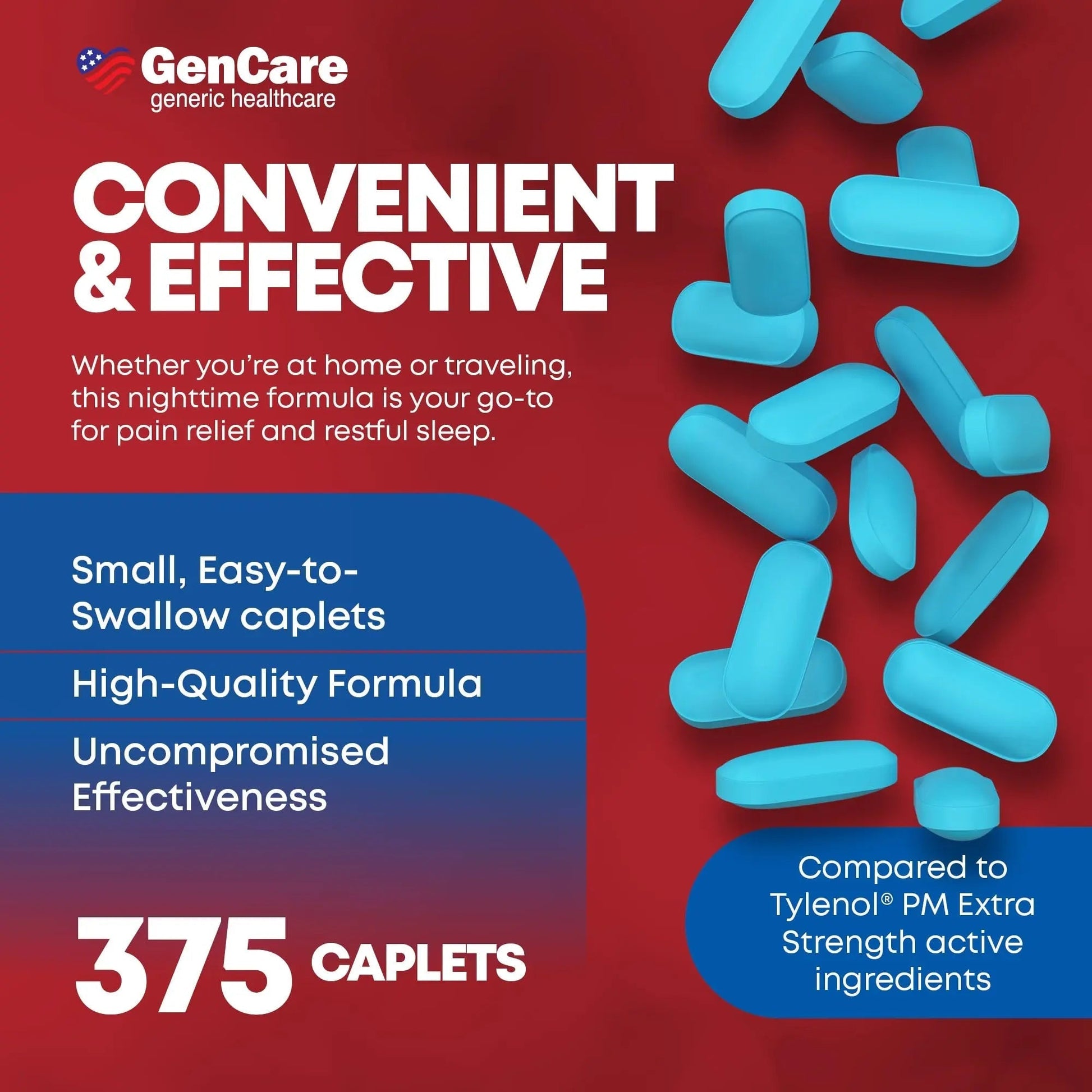 GenCare Extra Strength Acetaminophen PM 500 mg (375 Tablets) | Ultimate Pain Relief & Sleep Support for Adults | Quick Acting & Non Habit Forming Headache Relief | Eases Aches & Joint Discomfort GenCare buy supplements canada