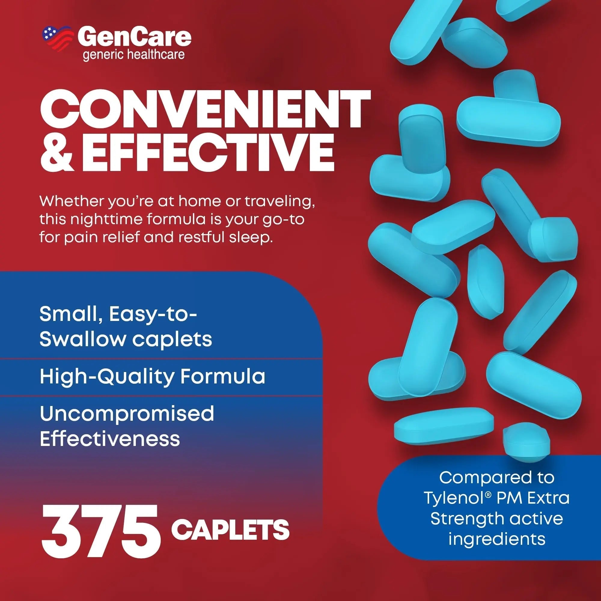 GenCare Extra Strength Acetaminophen PM 500 mg (375 Tablets) | Ultimate Pain Relief & Sleep Support for Adults | Quick Acting & Non Habit Forming Headache Relief | Eases Aches & Joint Discomfort GenCare buy supplements canada