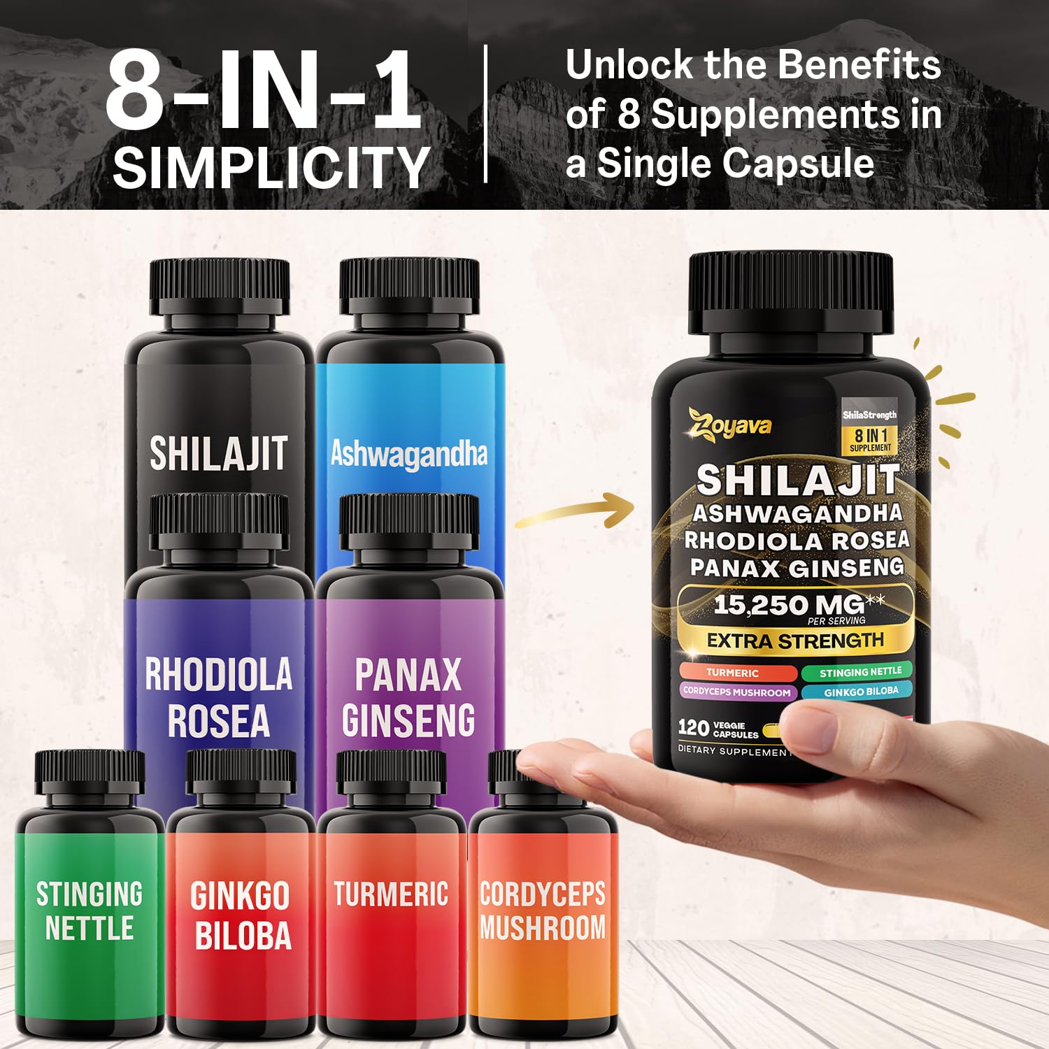 Zoyava Shilajit 9000MG Radiant Health Blend Ashwagandha 2000MG Rhodiola Rosea Zoyava buy supplements canada