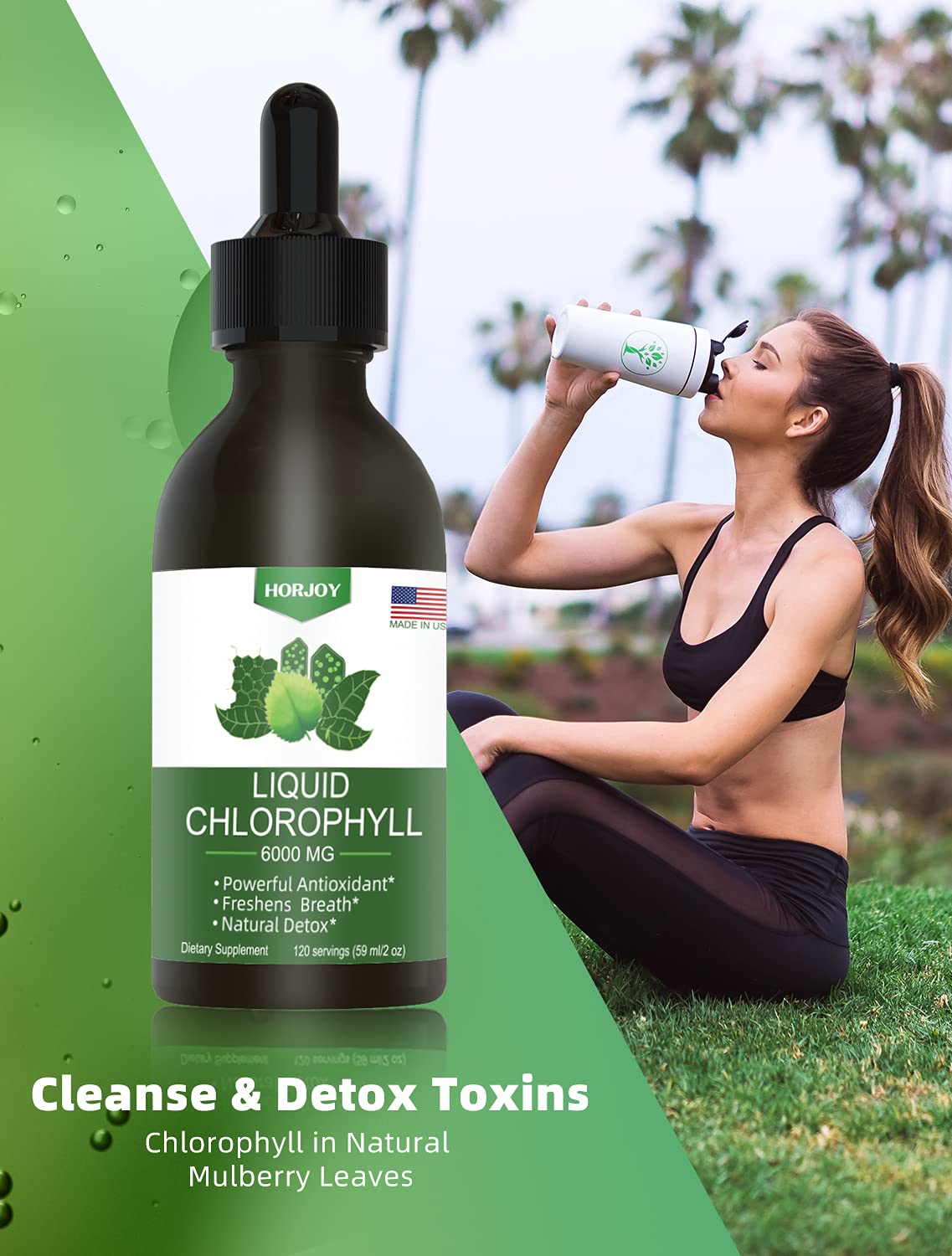 Chlorophyll Liquid Drops - 100% Natural Energy Booster and Immune Support - Internal Horjoy buy supplements canada