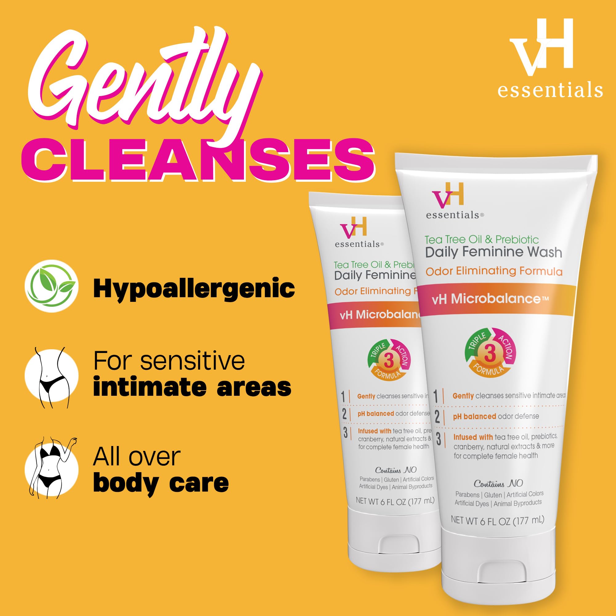 vH essentials, Ph Balanced Daily Feminine Wash, Tea Tree Oil & Prebiotic vH essentials buy supplements canada