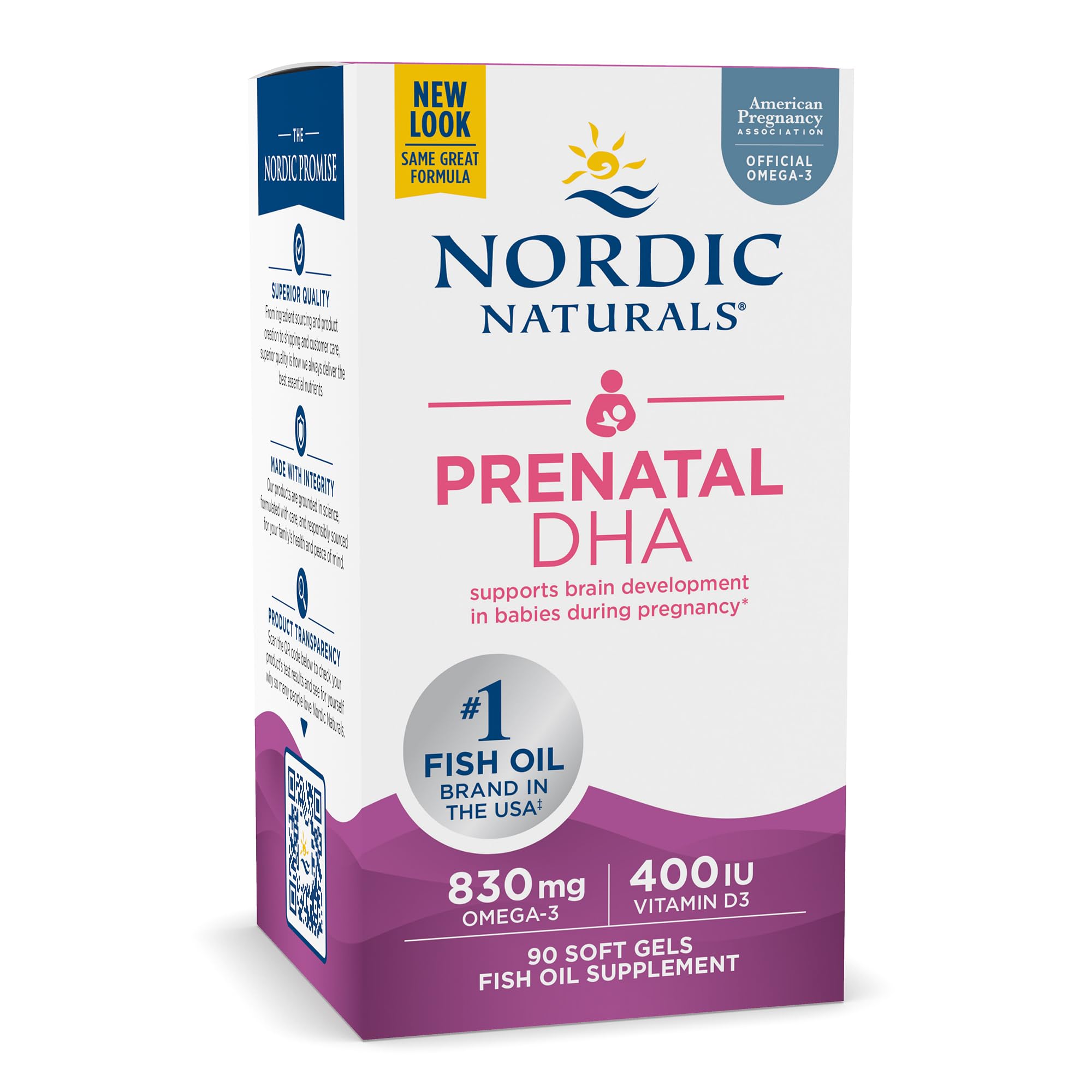 Nordic Naturals Prenatal DHA, Unflavored - 830 mg Omega-3 + 400 IU Vitamin D3 - 90 Soft Gels - Supports Brain Development in Babies During Pregnancy & Lactation - Non-GMO - 45 Servings Nordic Naturals buy supplements canada