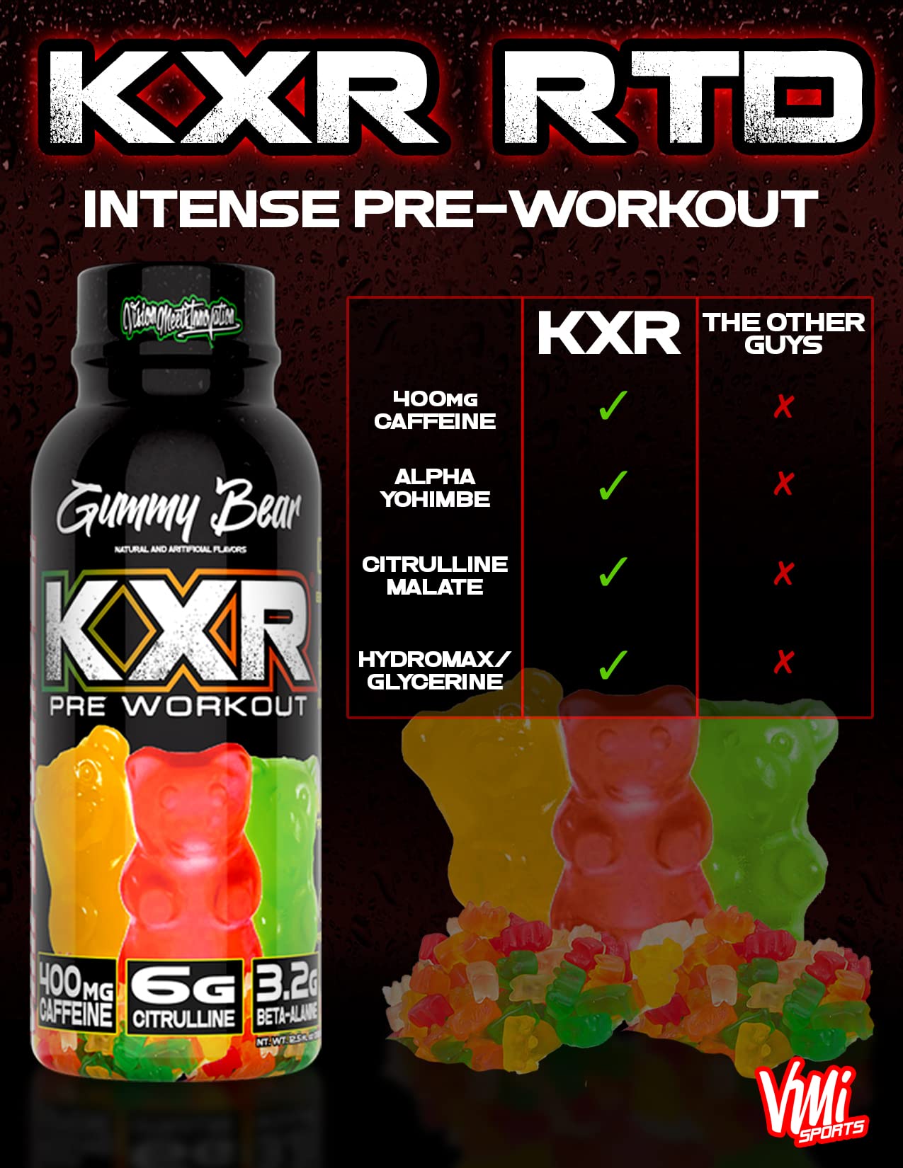 VMI Sports KXR High Stimulant Pre-Workout Energy Ready to Drink 400mg Caffeine VMI Sports buy supplements canada