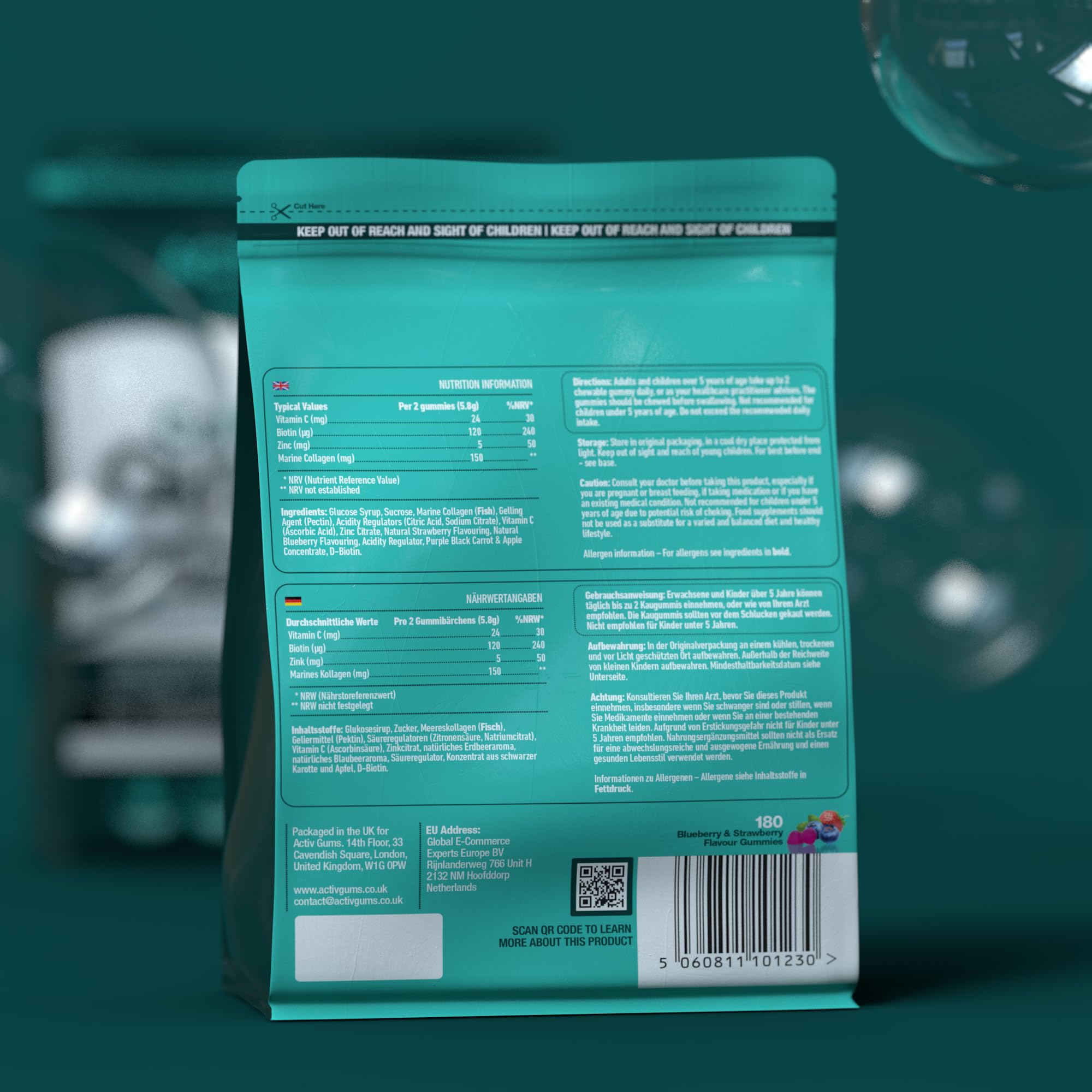Marine Collagen Complex 180 Gummies. Strawberry & Blueberry Flavour. Resealable & Recyclable Pouch. Contains Marine Collagen, Vitamin C Activ Gums buy supplements canada