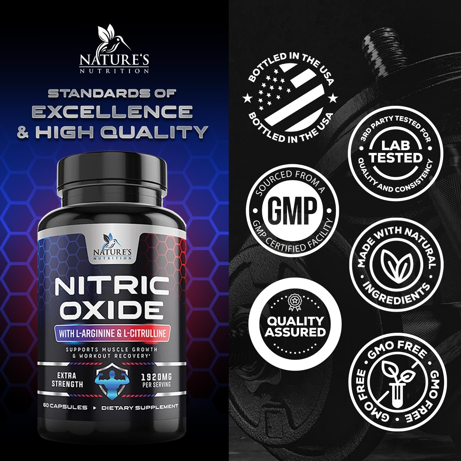 Extra Strength Nitric Oxide Supplement L Arginine 3X Strength - Citrulline Malate, AAKG Nature's Nutrition buy supplements canada