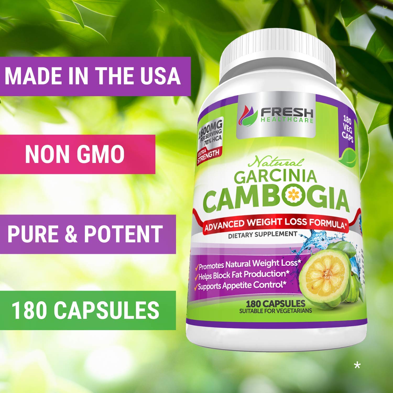 Fresh Healthcare 100% Pure Garcinia Cambogia Extract - All Natural Appetite Suppressant FRESH HEALTHCARE buy supplements canada