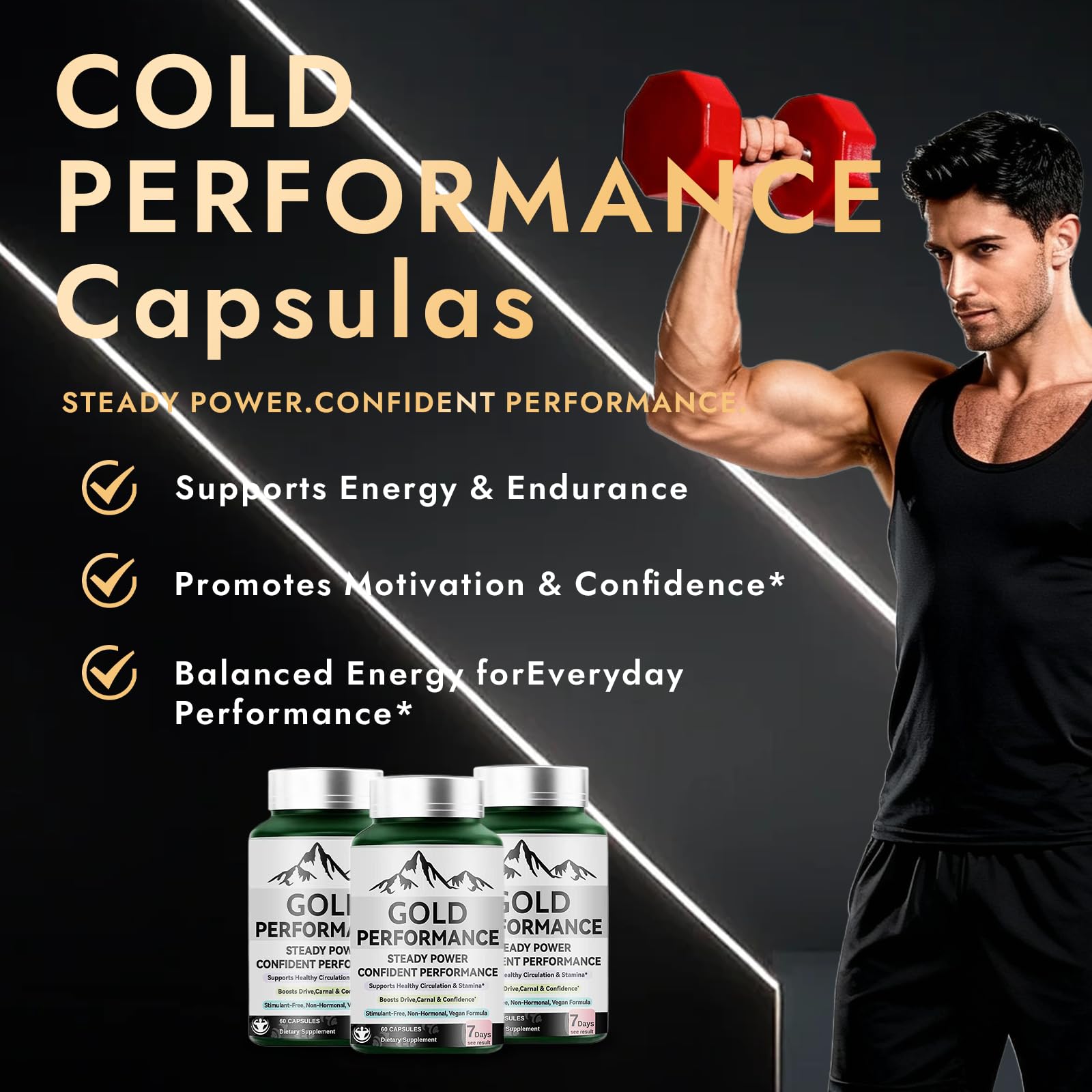 Quantum Gold Performance Capsulas – Daily Energy & Endurance Support Supplement | Boost Motivation & Confidence | 60 Capsules(1PC) ultimapeak buy supplements canada