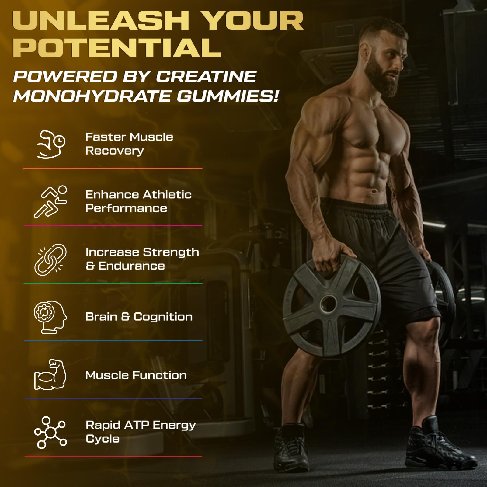 ZyterX Creatine Monohydrate Gummies for Men & Women, 9000MG Creatine Gummies Sugar Free with L-Taurine, BCAA 2:1, B12 B6 for Boost Strength, Focus & Endurance, ZyterX buy supplements canada