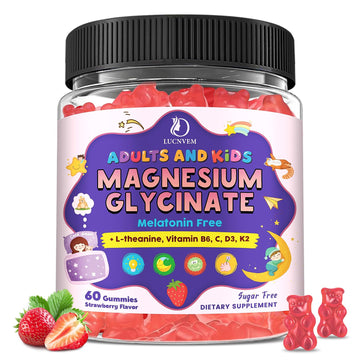 Magnesium Glycinate Gummies for Kids 4+ & Adults- Magnesium Glycinate 150/300 mg for Natural Sleep, Relaxation & Calm Support, Melatonin Free, Sugar Free Strawberry Flavor, 60 Ct LUCNVEM buy supplements canada